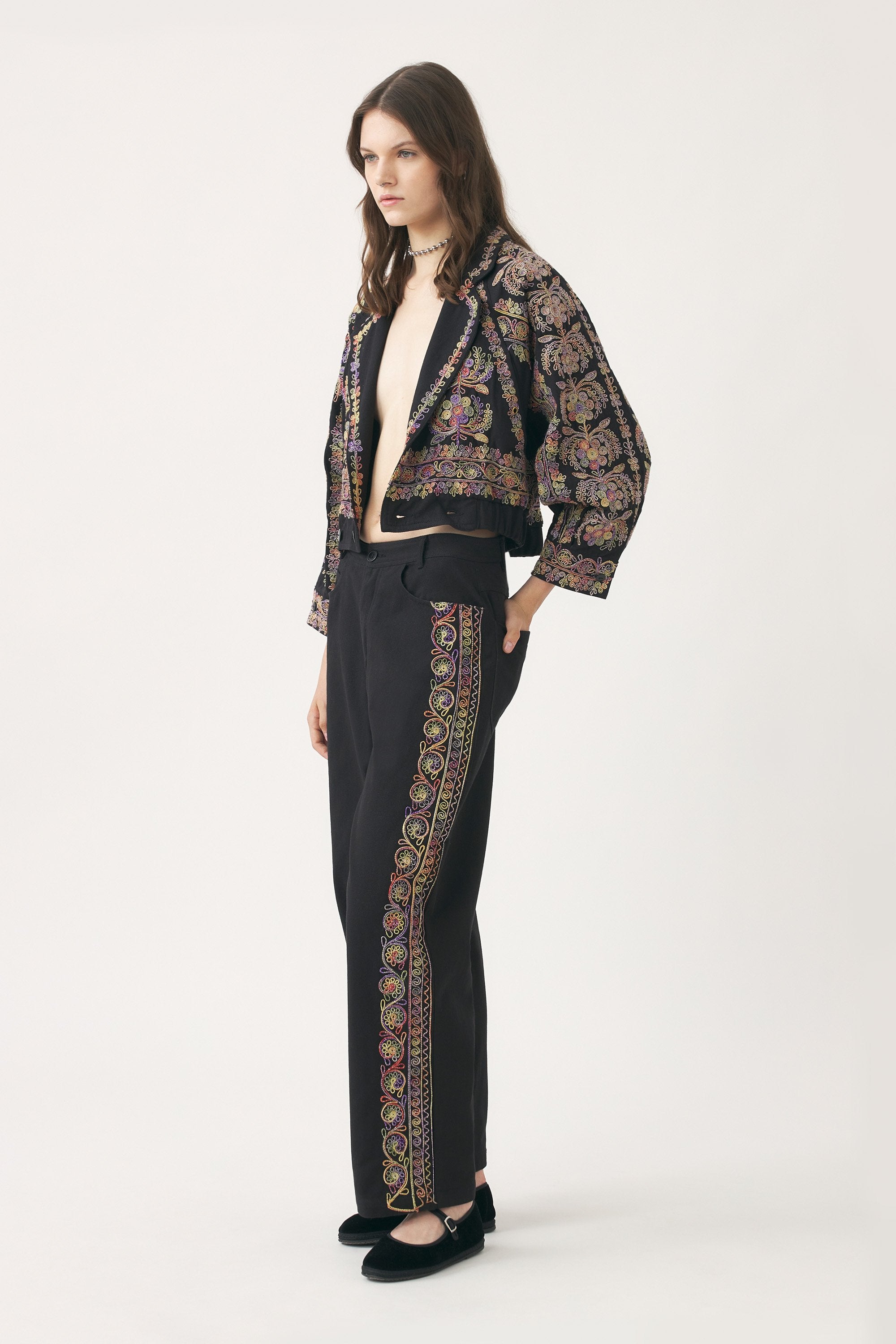 Hand-embroidered trousers Neil