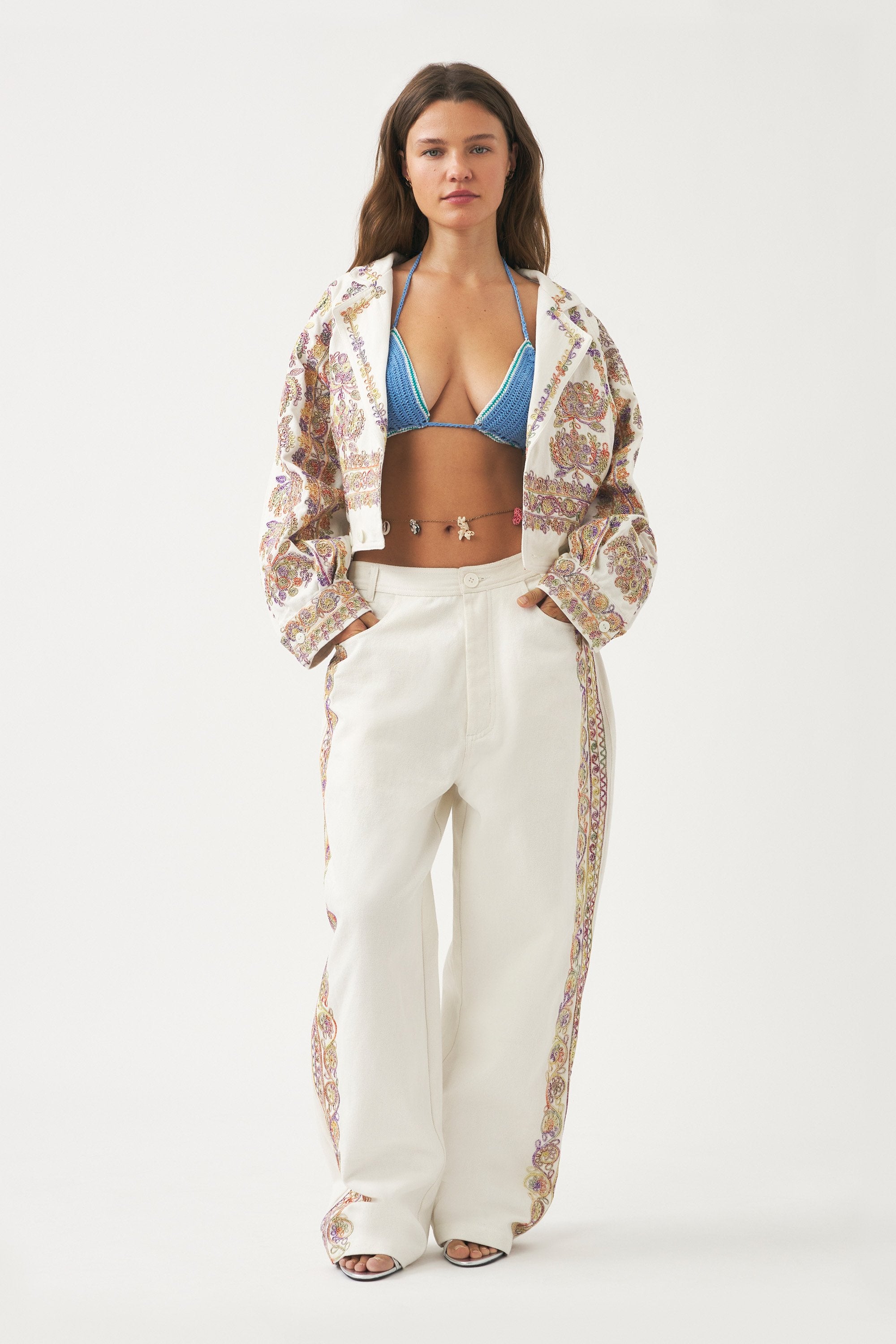 Hand-embroidered trousers Neil