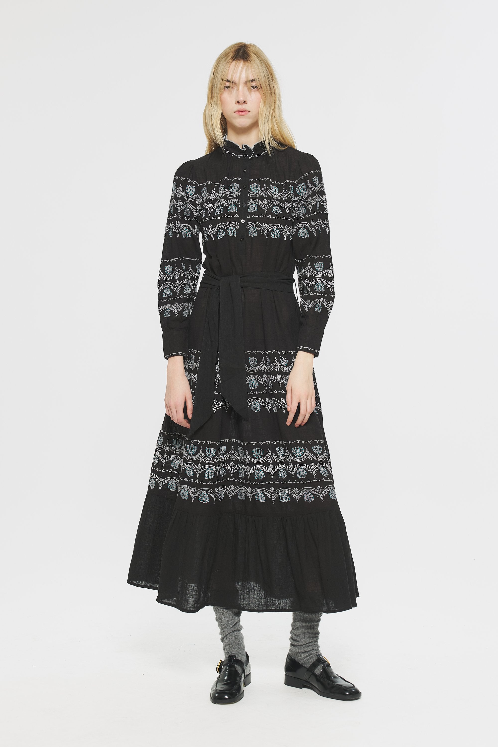 Robe longue brodée Nelly