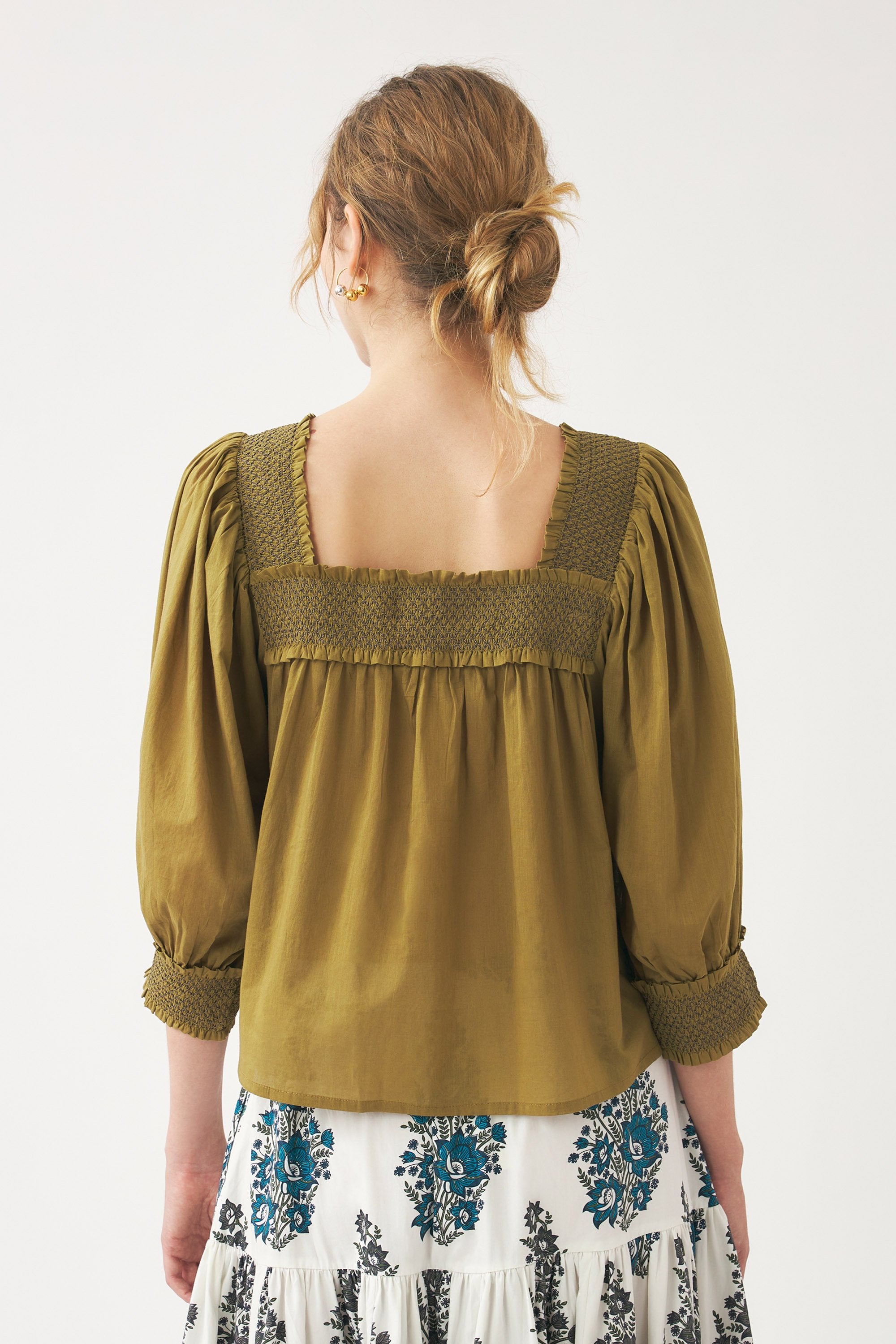 Blusa con escote cuadrado y fruncido Perrine