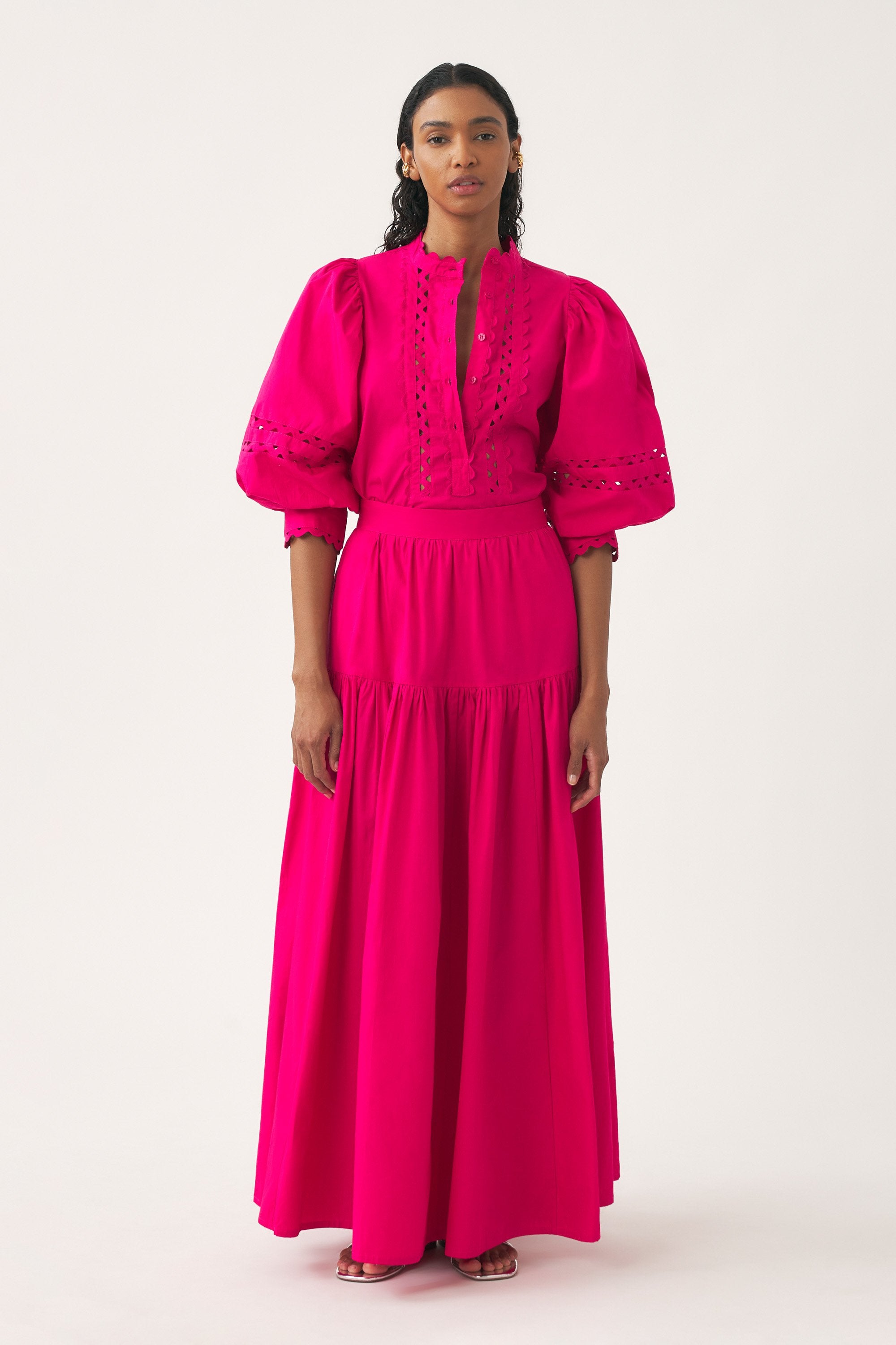 Cotton poplin openwork blouse Rodo