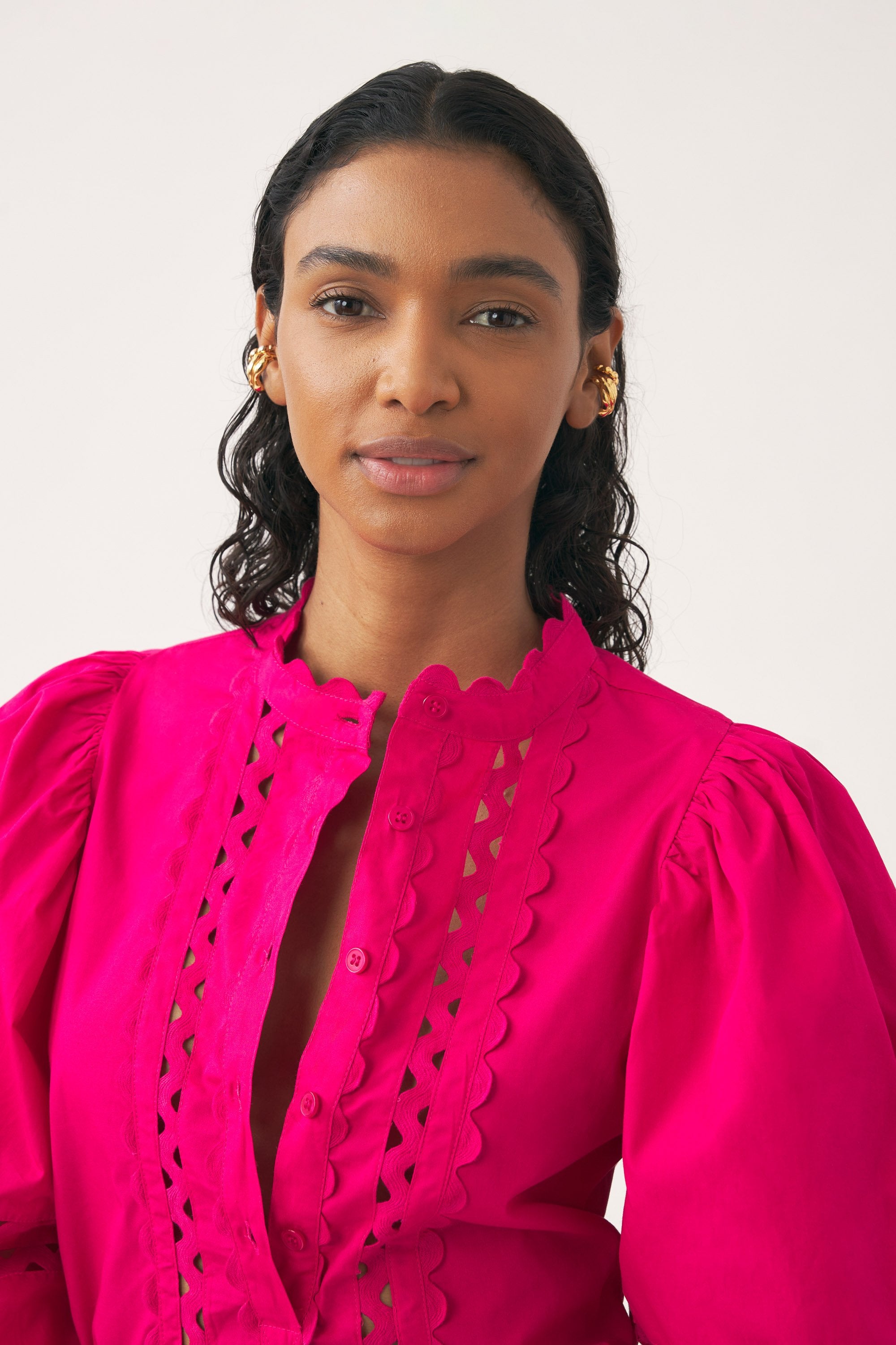 Cotton poplin openwork blouse Rodo