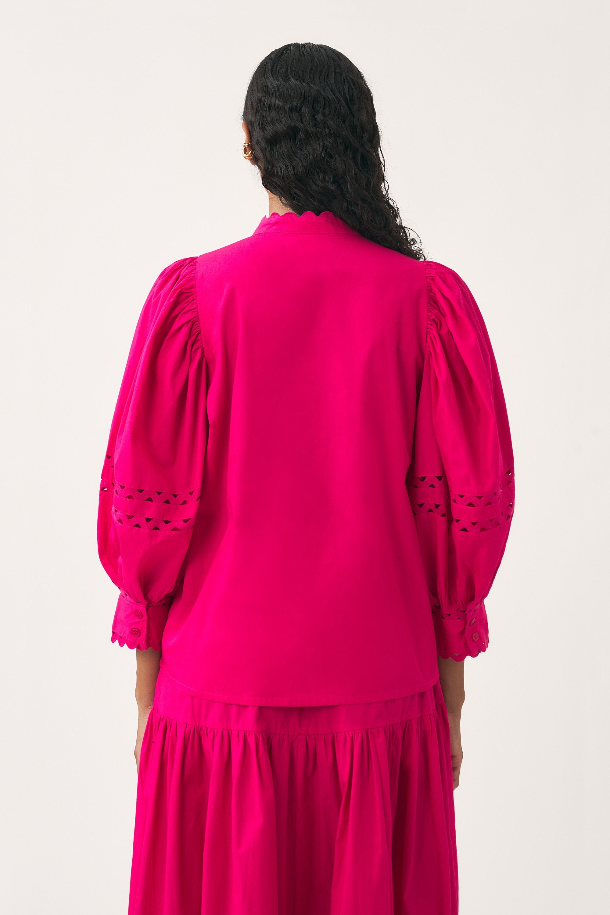 Cotton poplin openwork blouse Rodo