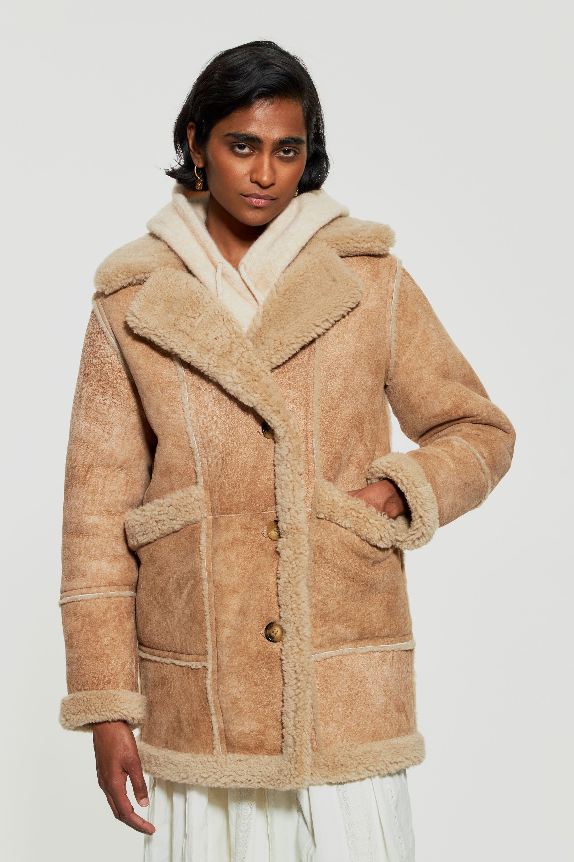 Manteau en peau retournée Roger