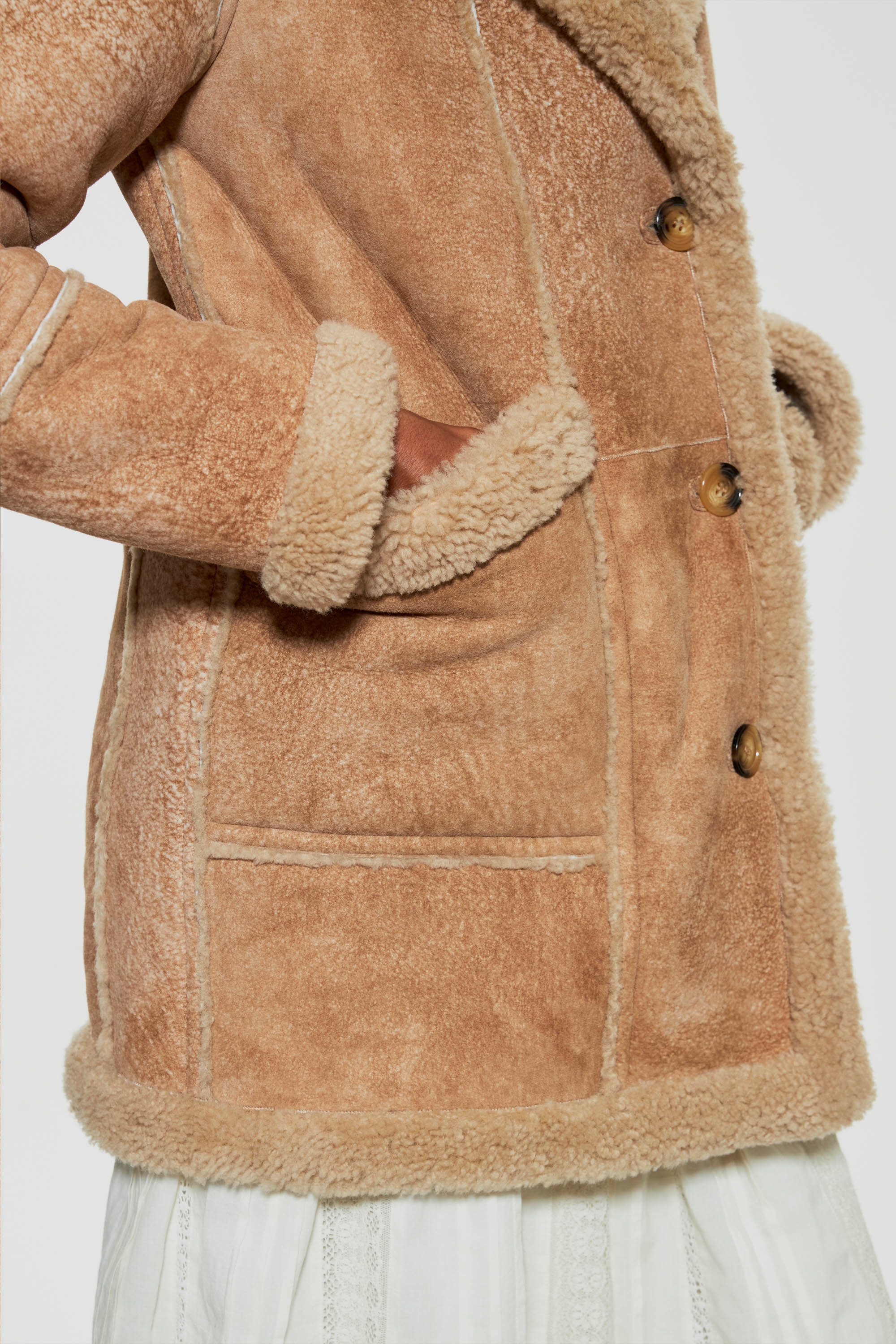 Manteau en peau retournée Roger