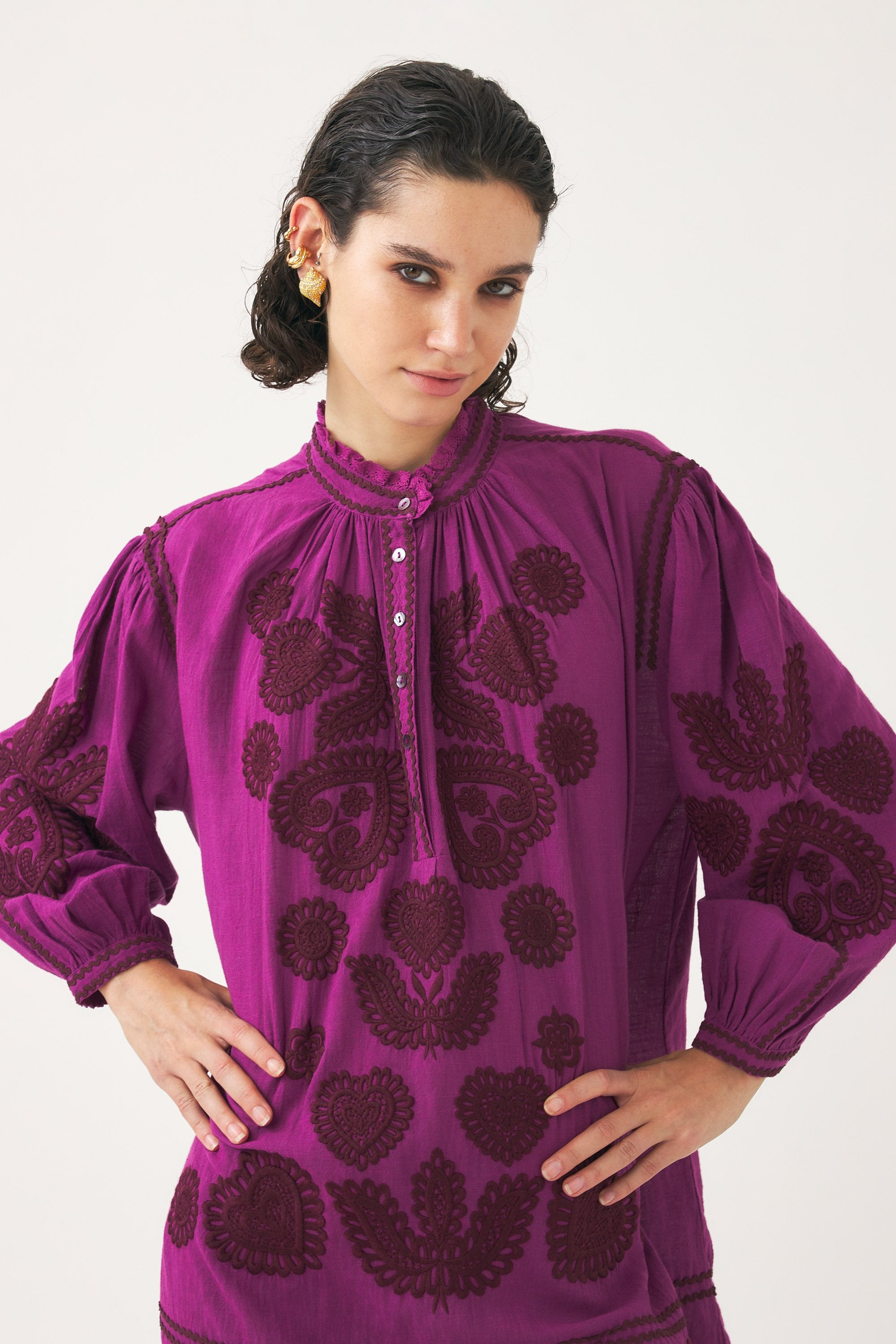Blouse with Hungarian-inspired embroidery Rony
