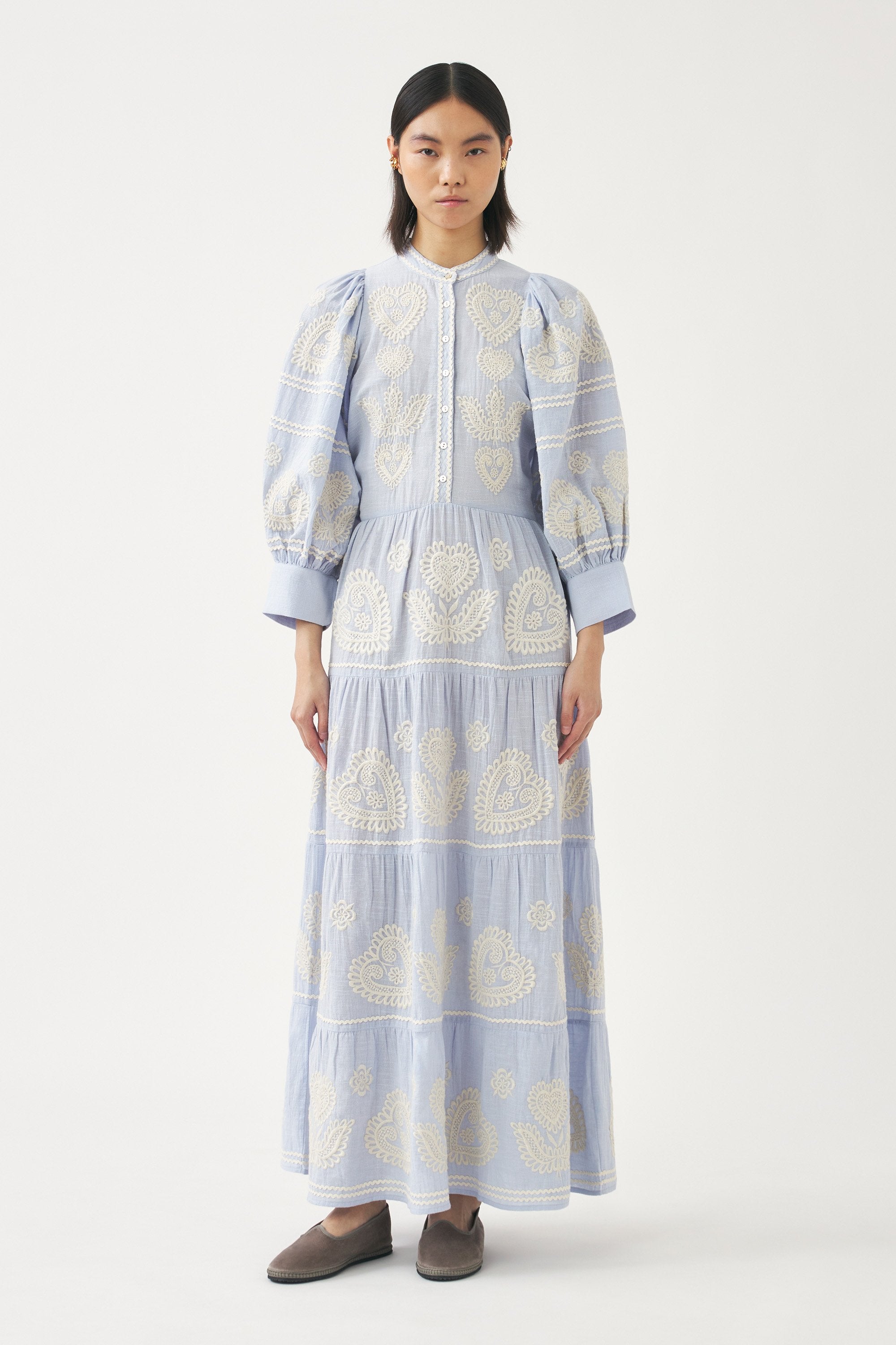Maxi dress with Hungarian-inspired embroidery Rony