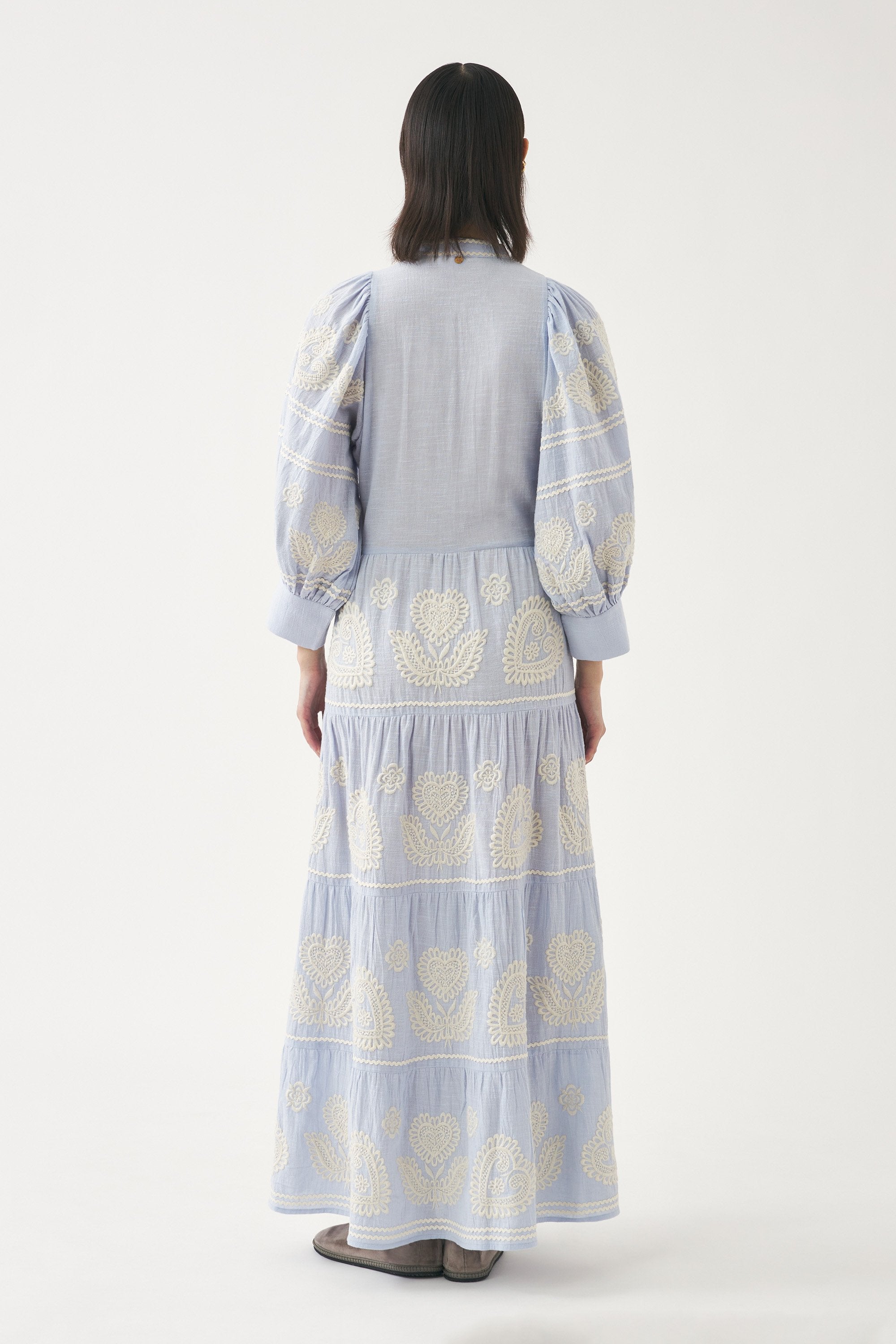 Maxi dress with Hungarian-inspired embroidery Rony