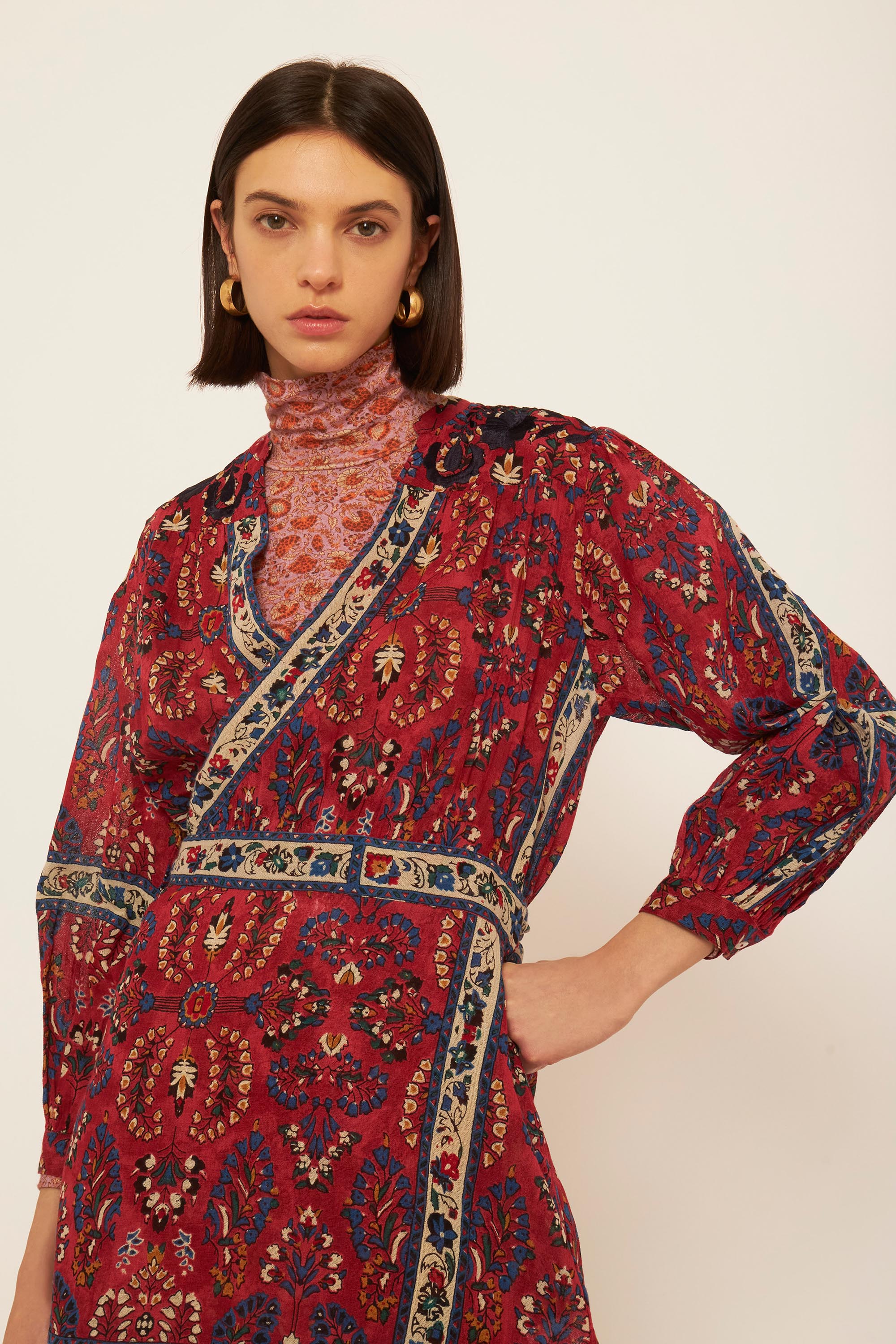 Besticktes Wickelkleid Tamir