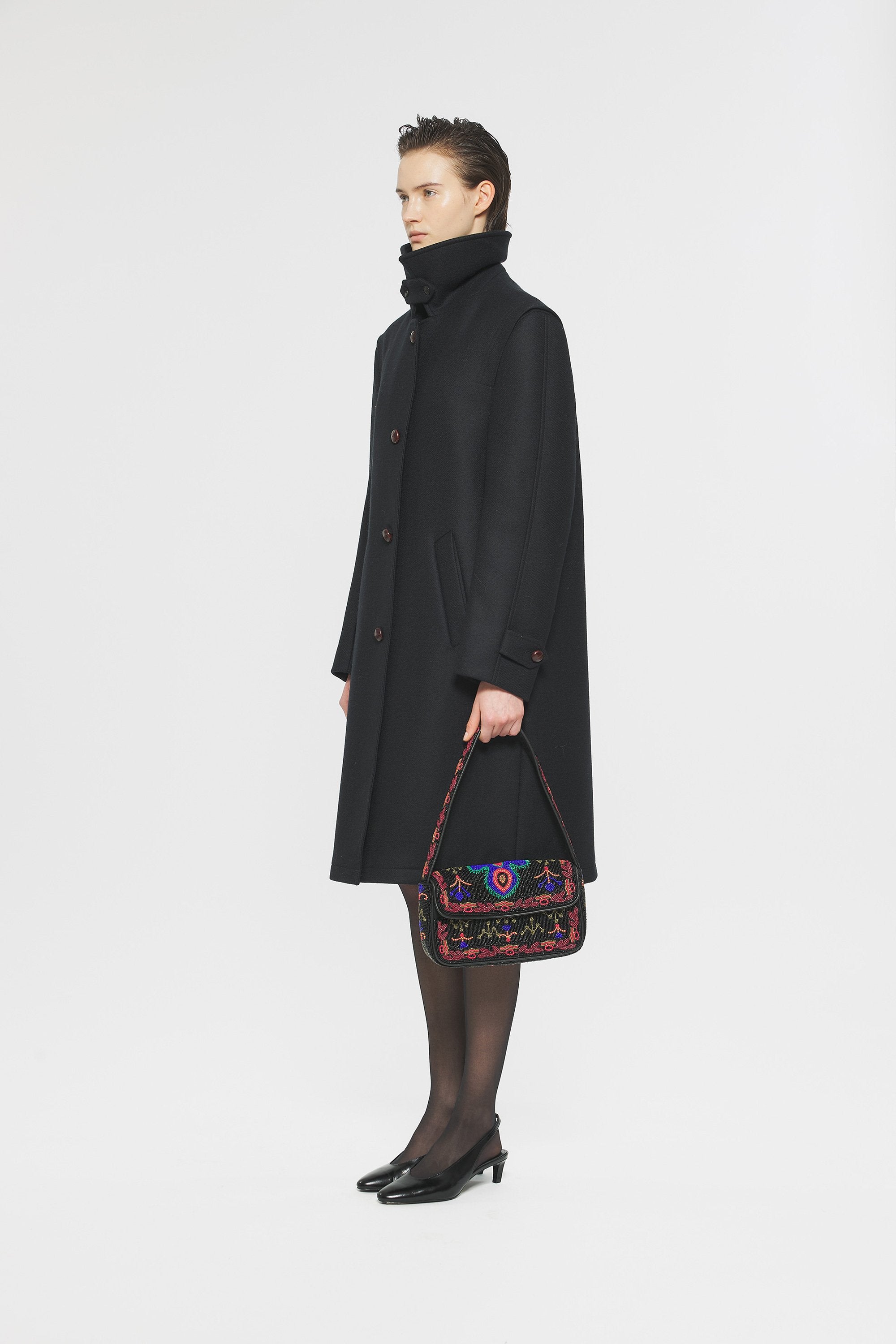 Tesora Embroidered baguette bag