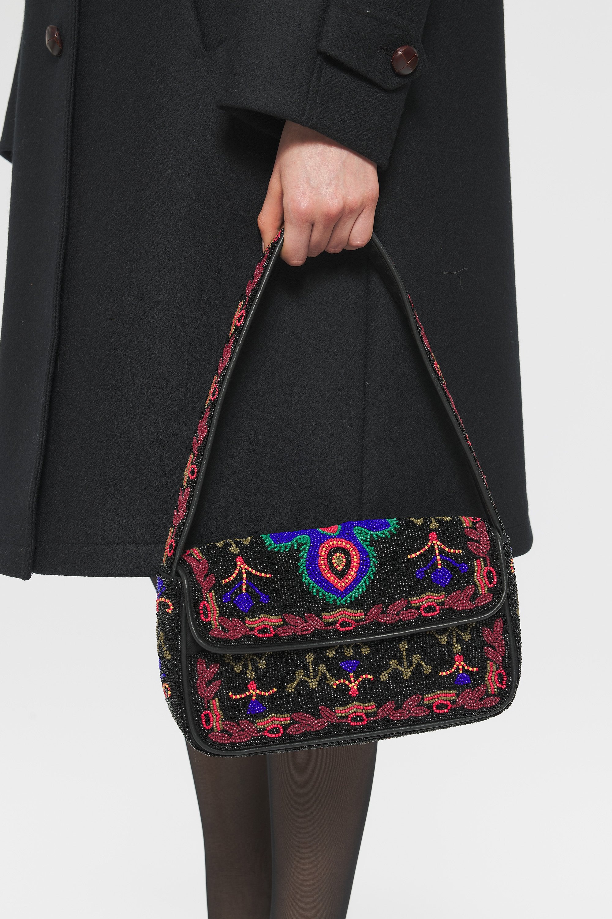 Tesora Embroidered baguette bag