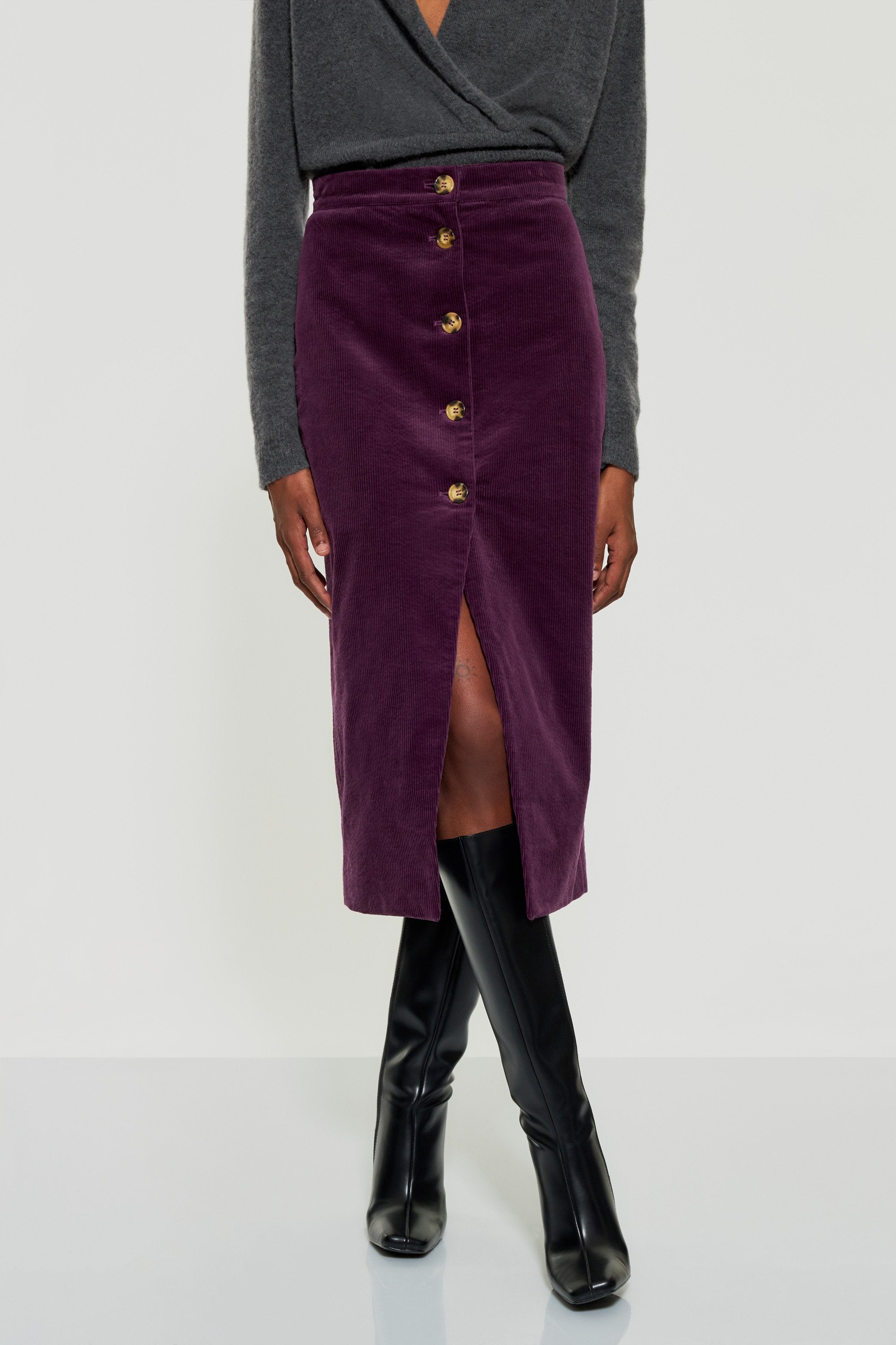 Tilda velvet midi skirt