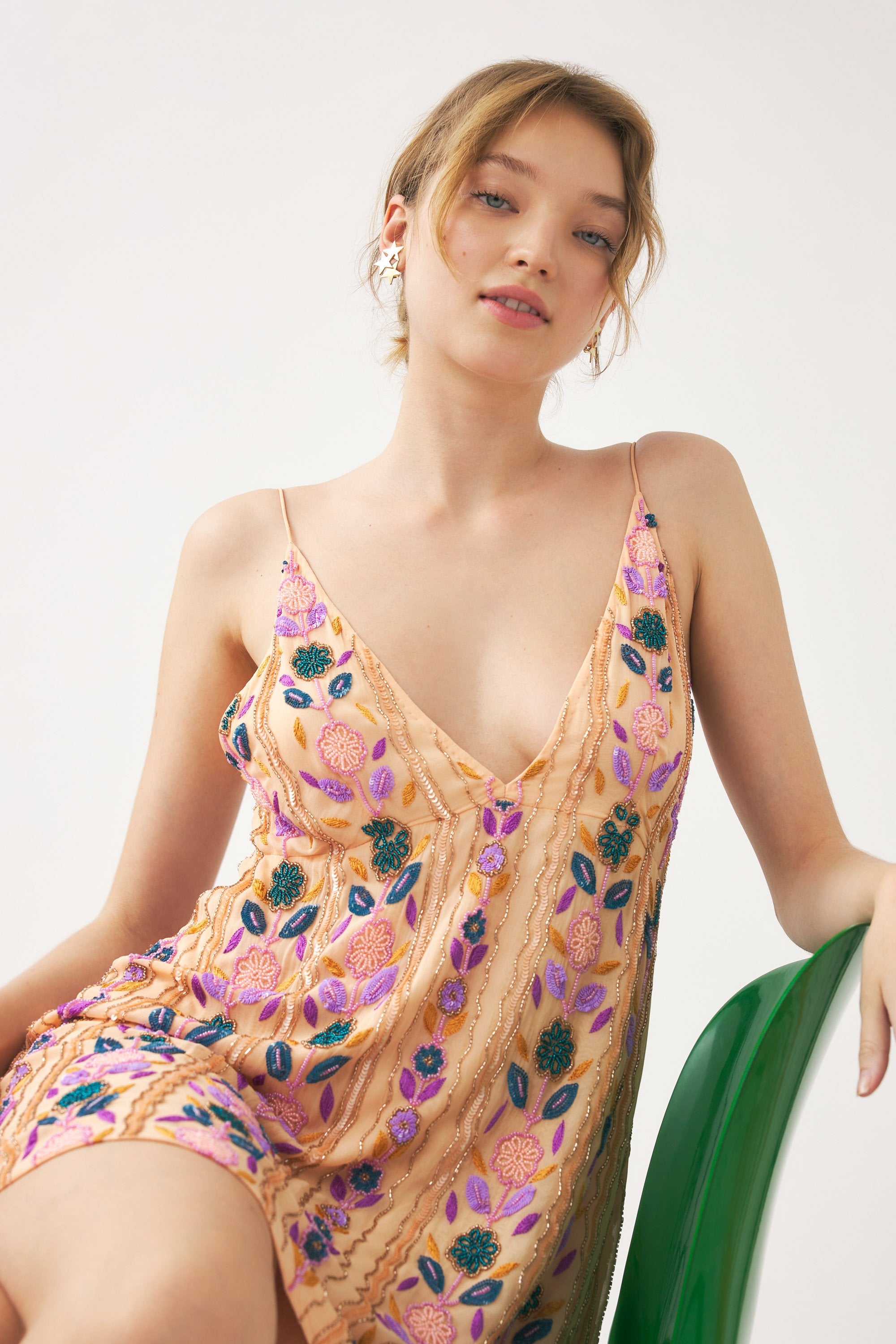 Hand-embroidered mini dress Zeniba