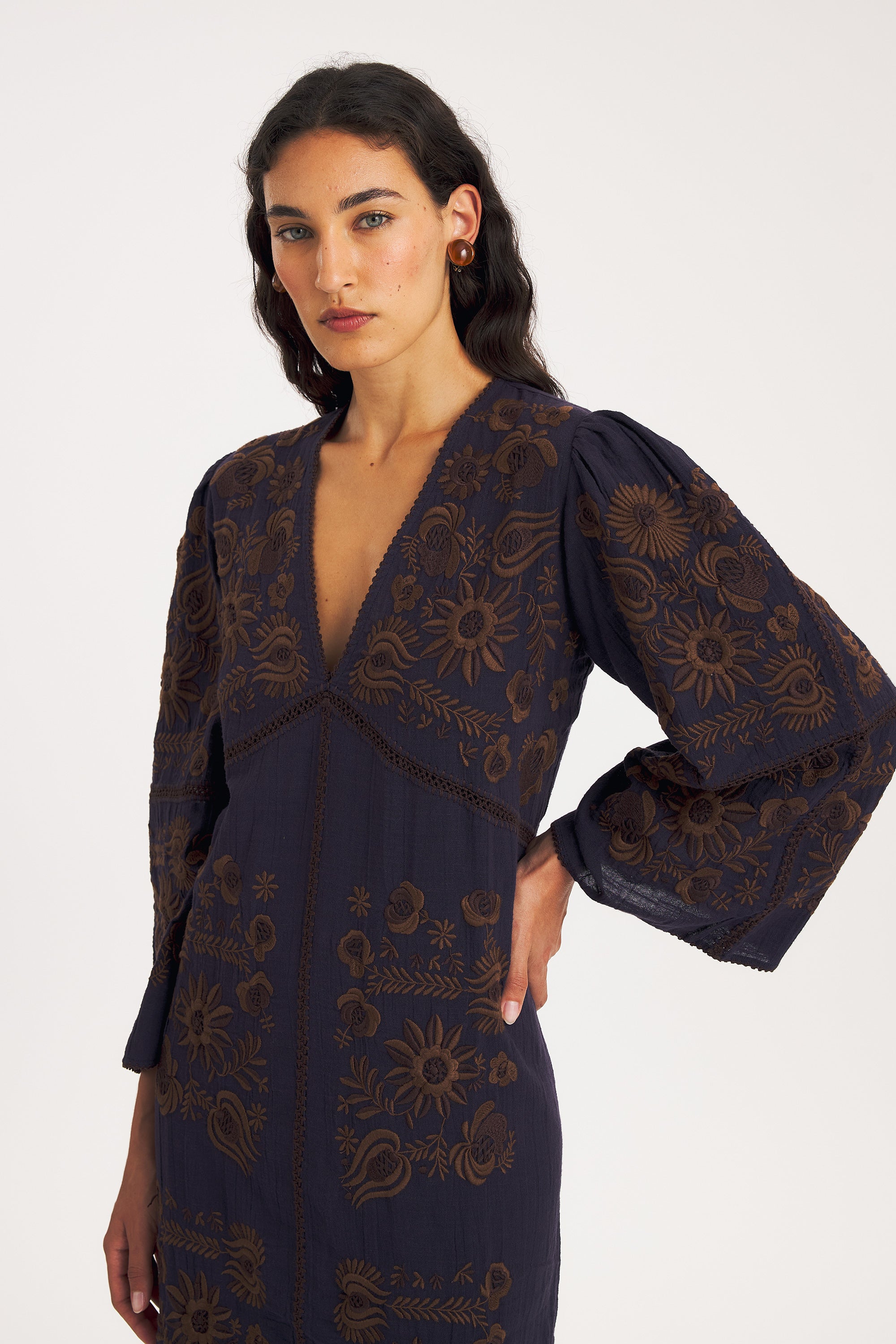 Matias Dress – Hand-Embroidered Cotton Elegance | Antik Batik