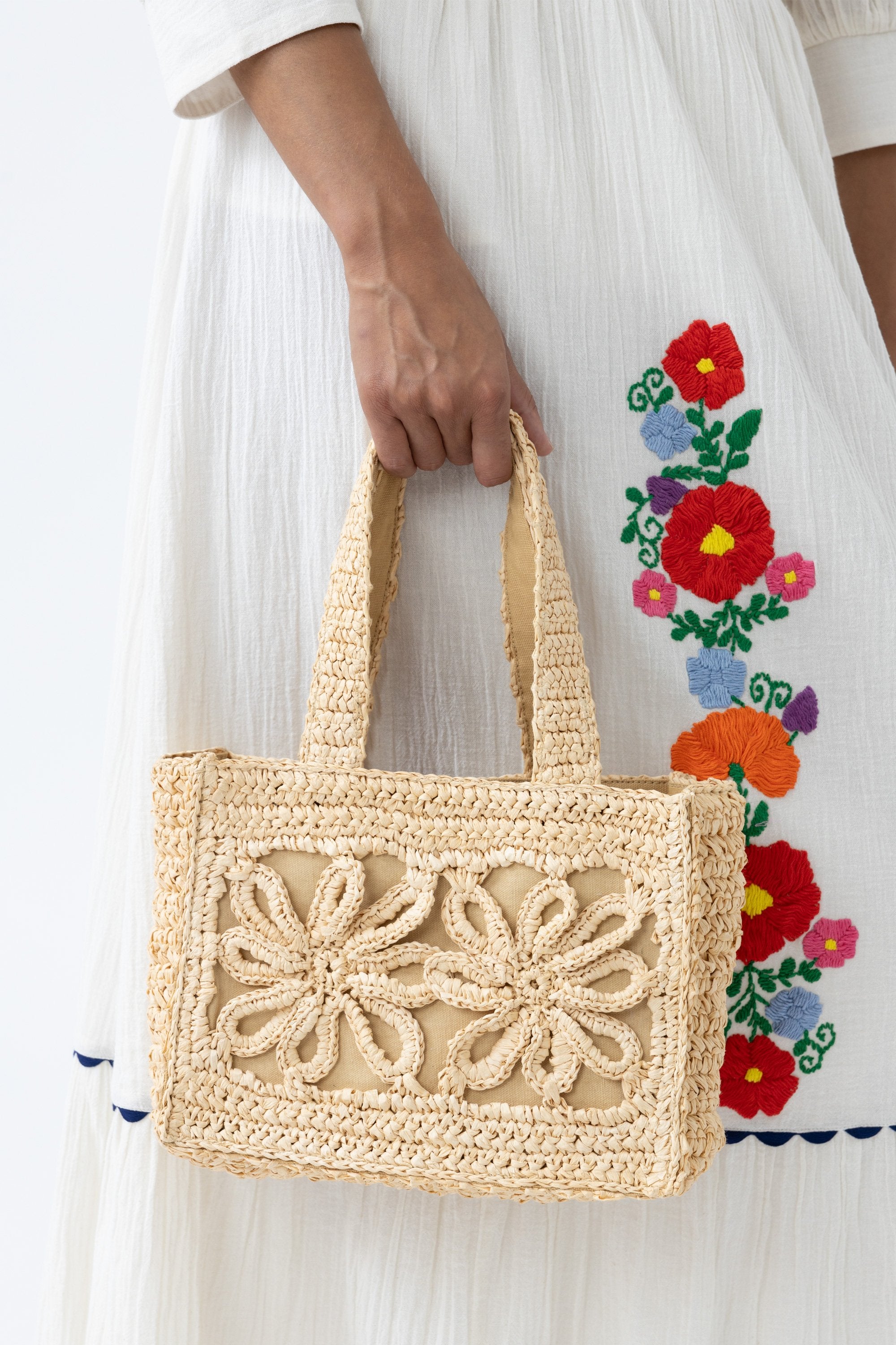 Sac baguette en raphia tressé Rosanna