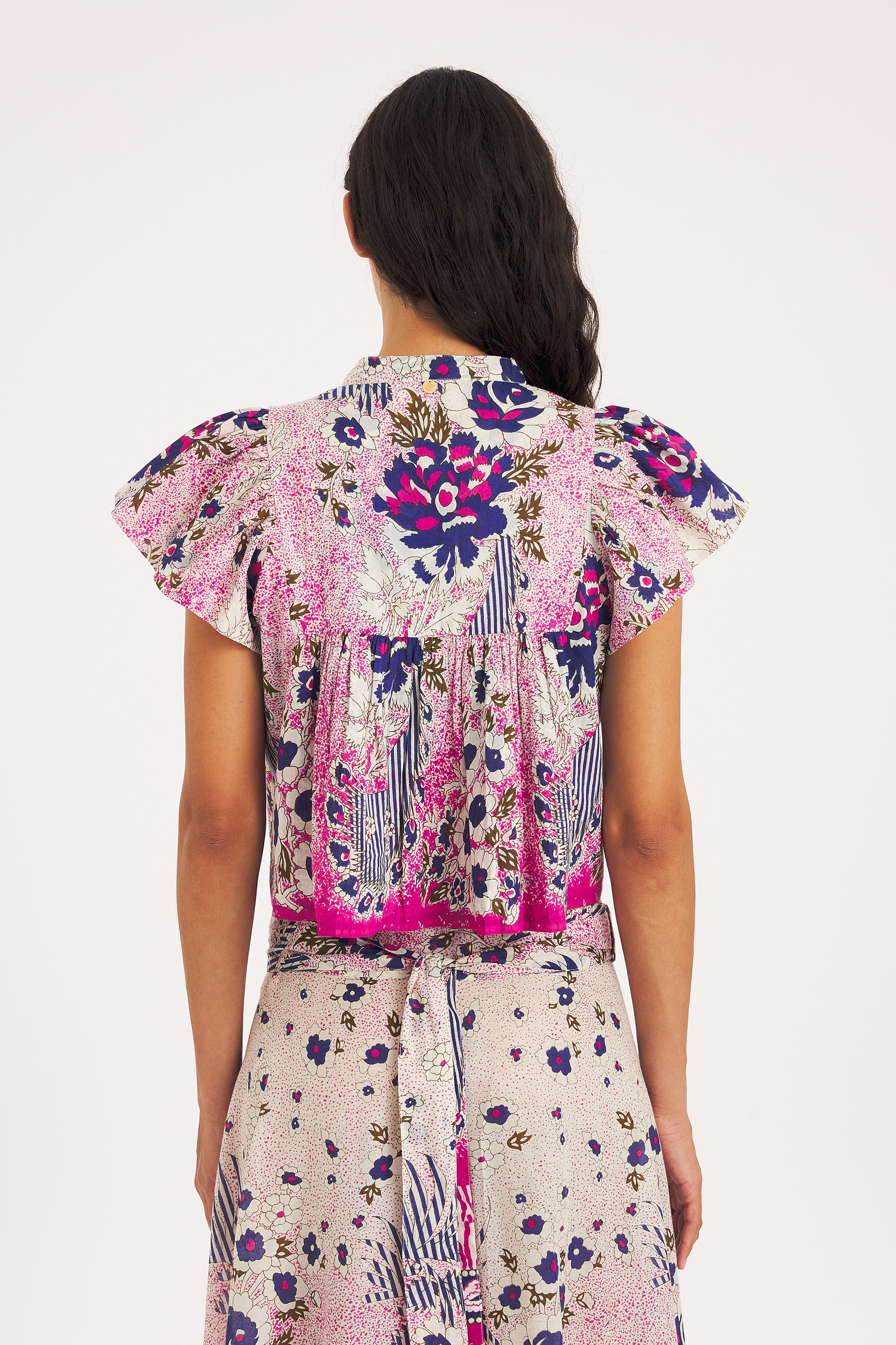 Top Amia – Cotton Voile, Floral Peplum | Antik Batik