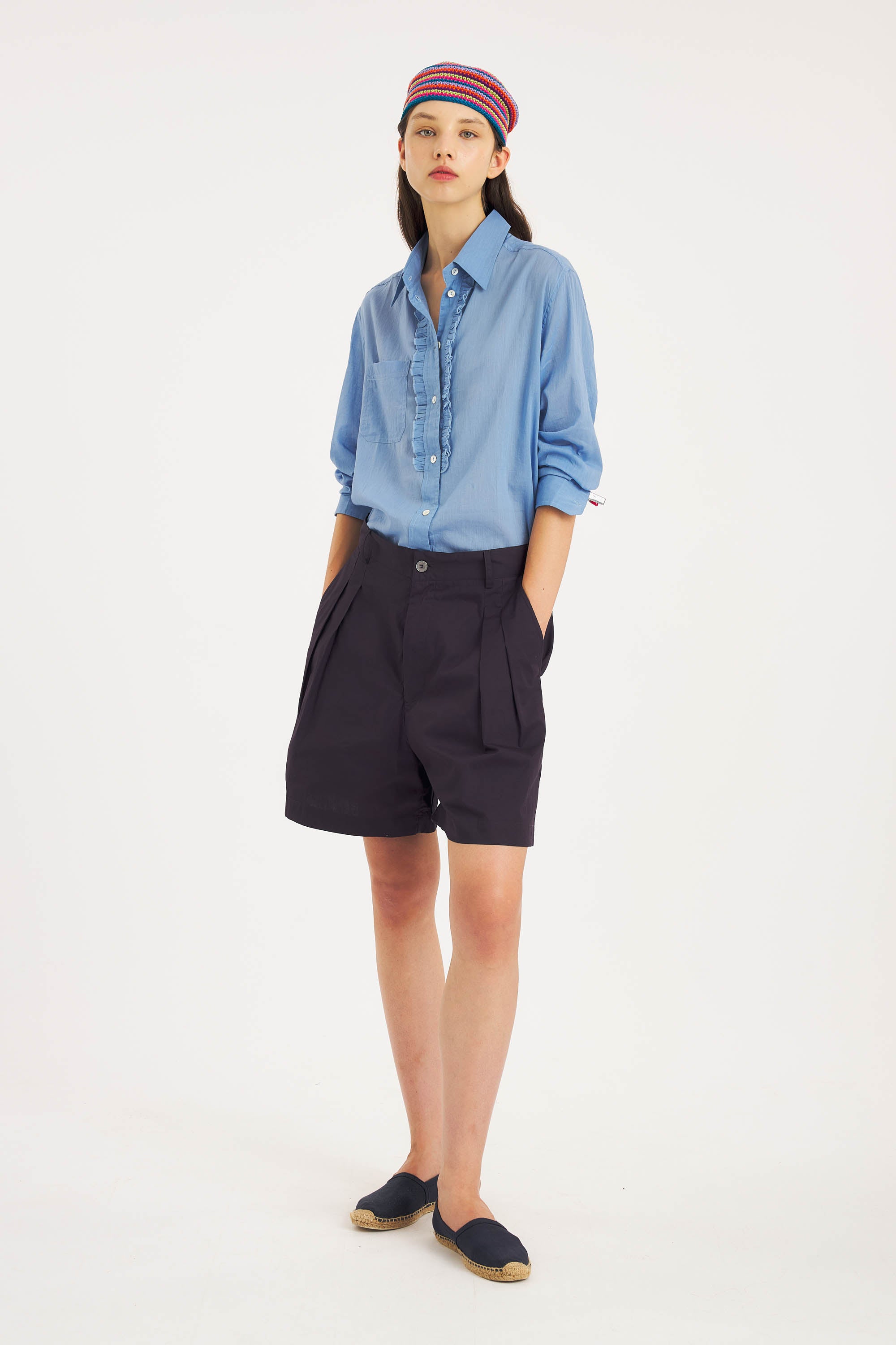 Top Angela – Cotton Voile & Ruffles in Blue | Antik Batik