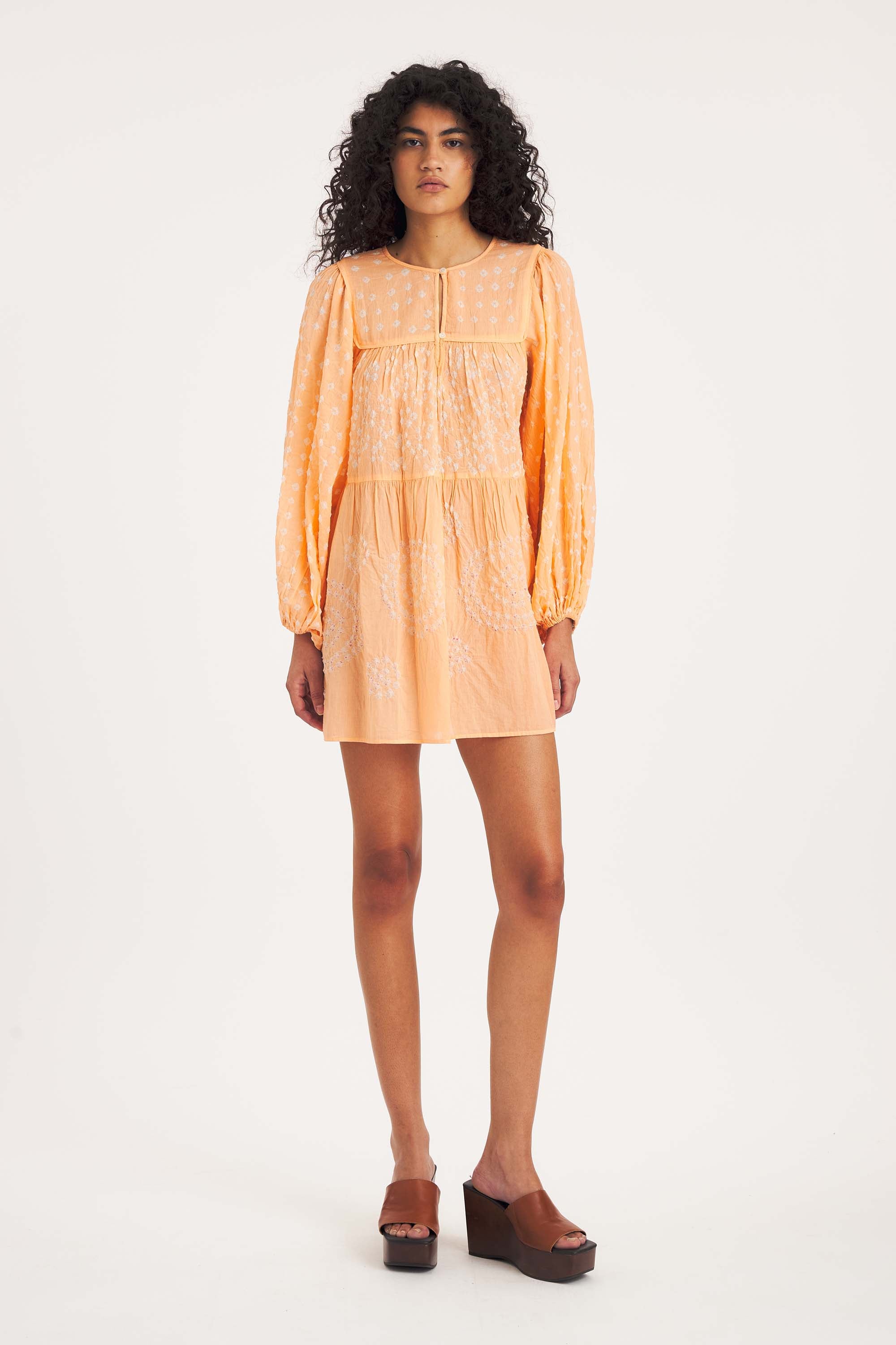 Bandini Short Dress – Voile, Bandini Craft, Peach | Antik Batik