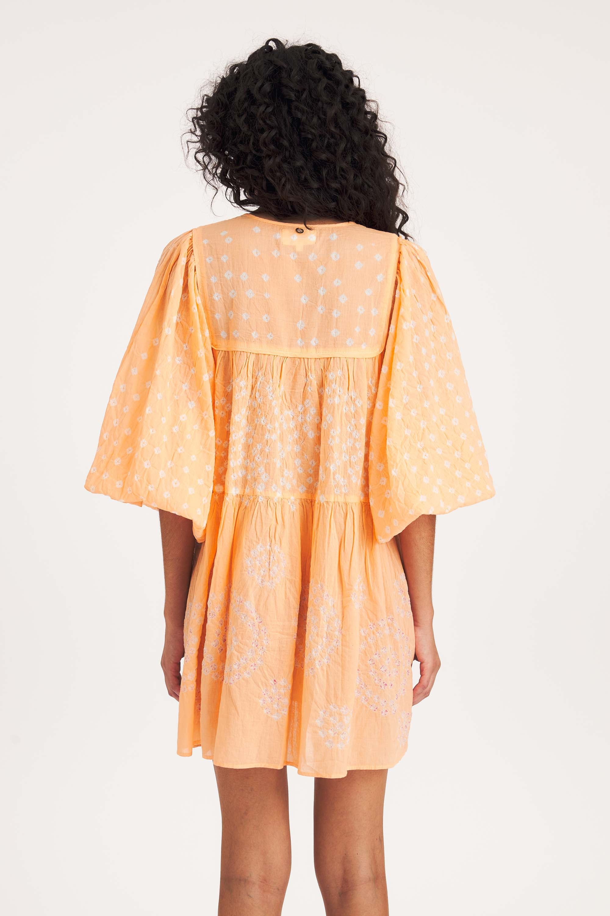 Bandini Short Dress – Voile, Bandini Craft, Peach | Antik Batik