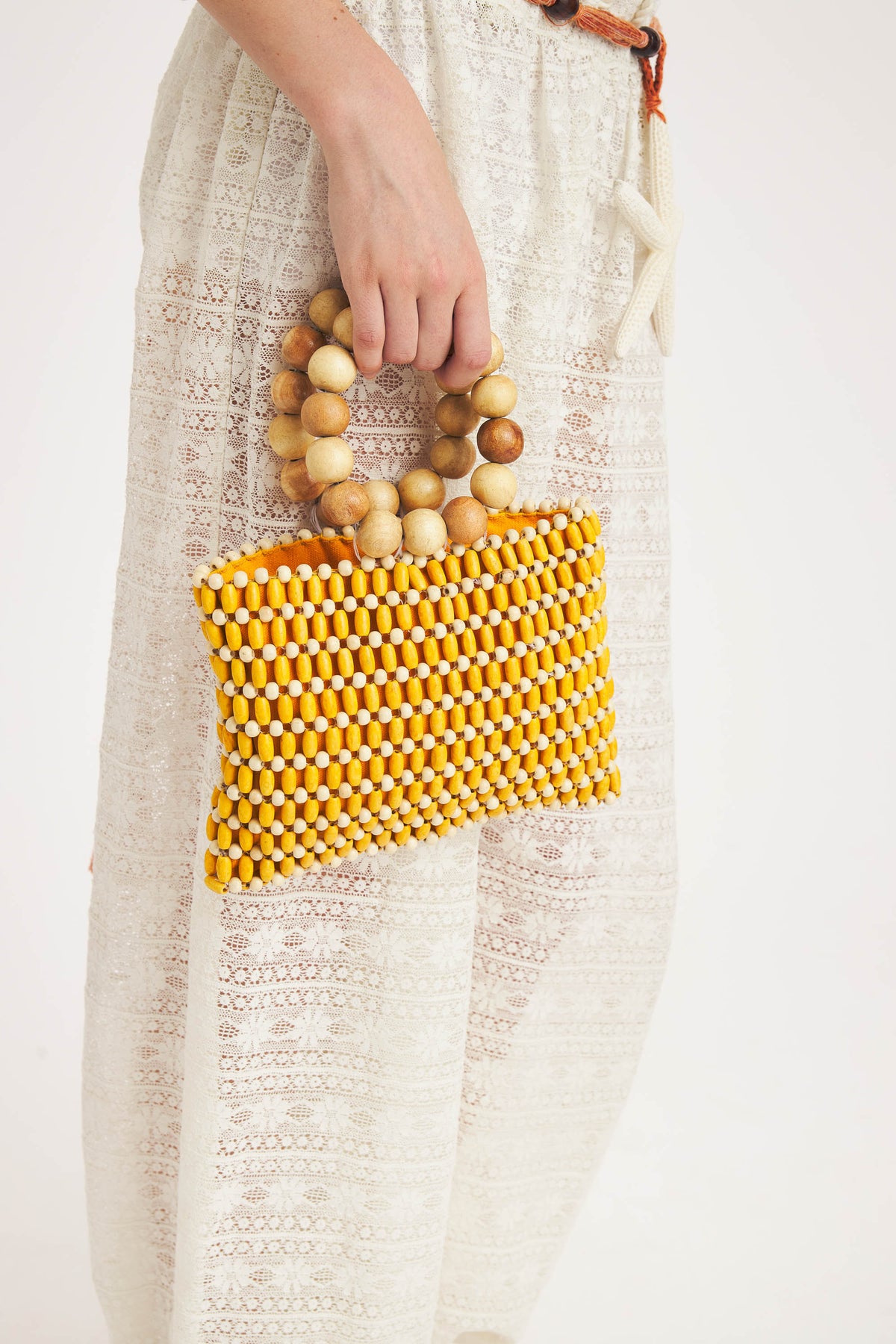 Antik Batik Yellow and Cream Backpack Sun long dress – Hand-Embroidered Elegance by Antik Batik main image 4
