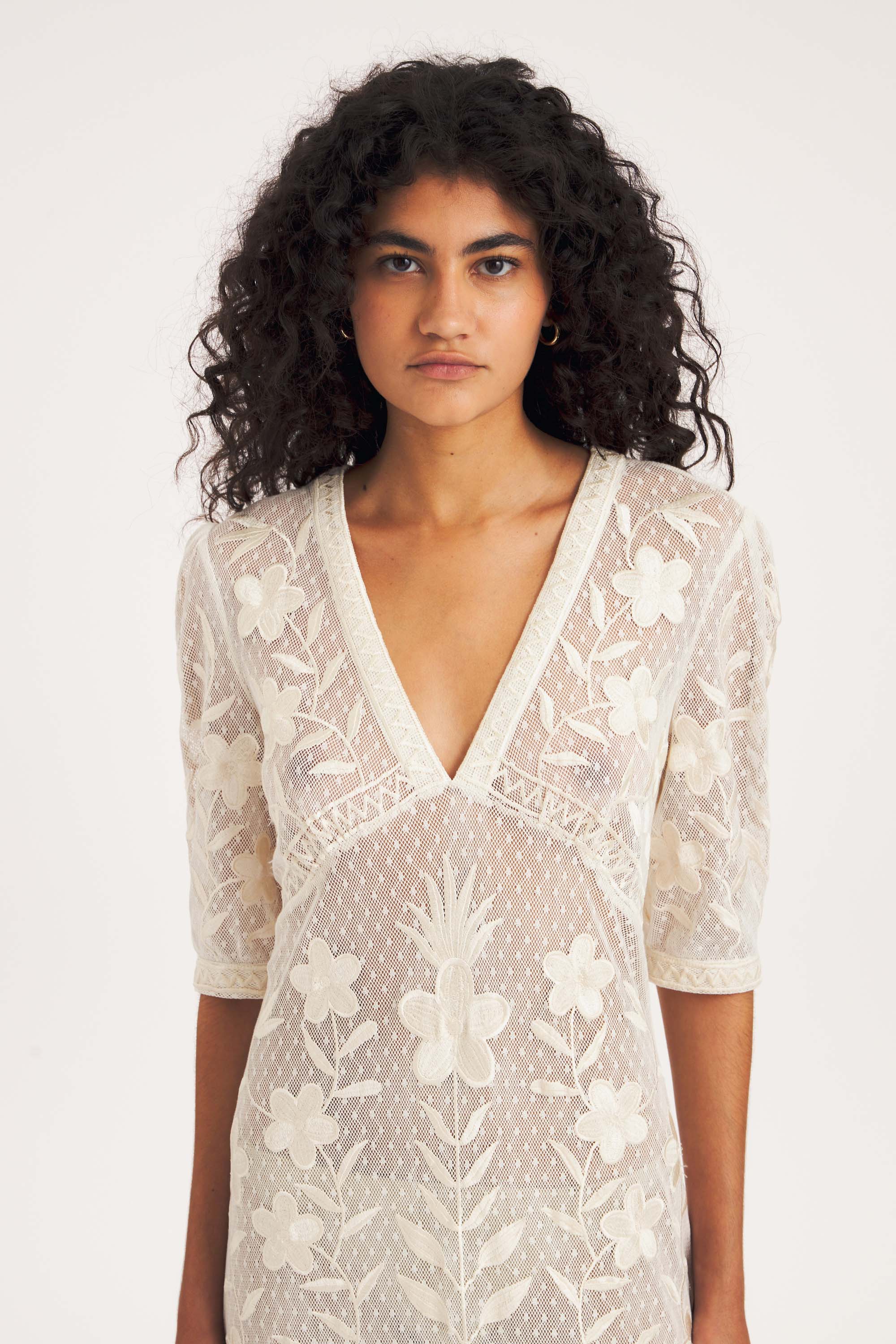 Carioca Maxi Dress – Cotton Mesh, Pagoda Sleeves | Antik Batik