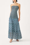 Gesmoktes trägerloses Kleid aus Chiffon Cassy