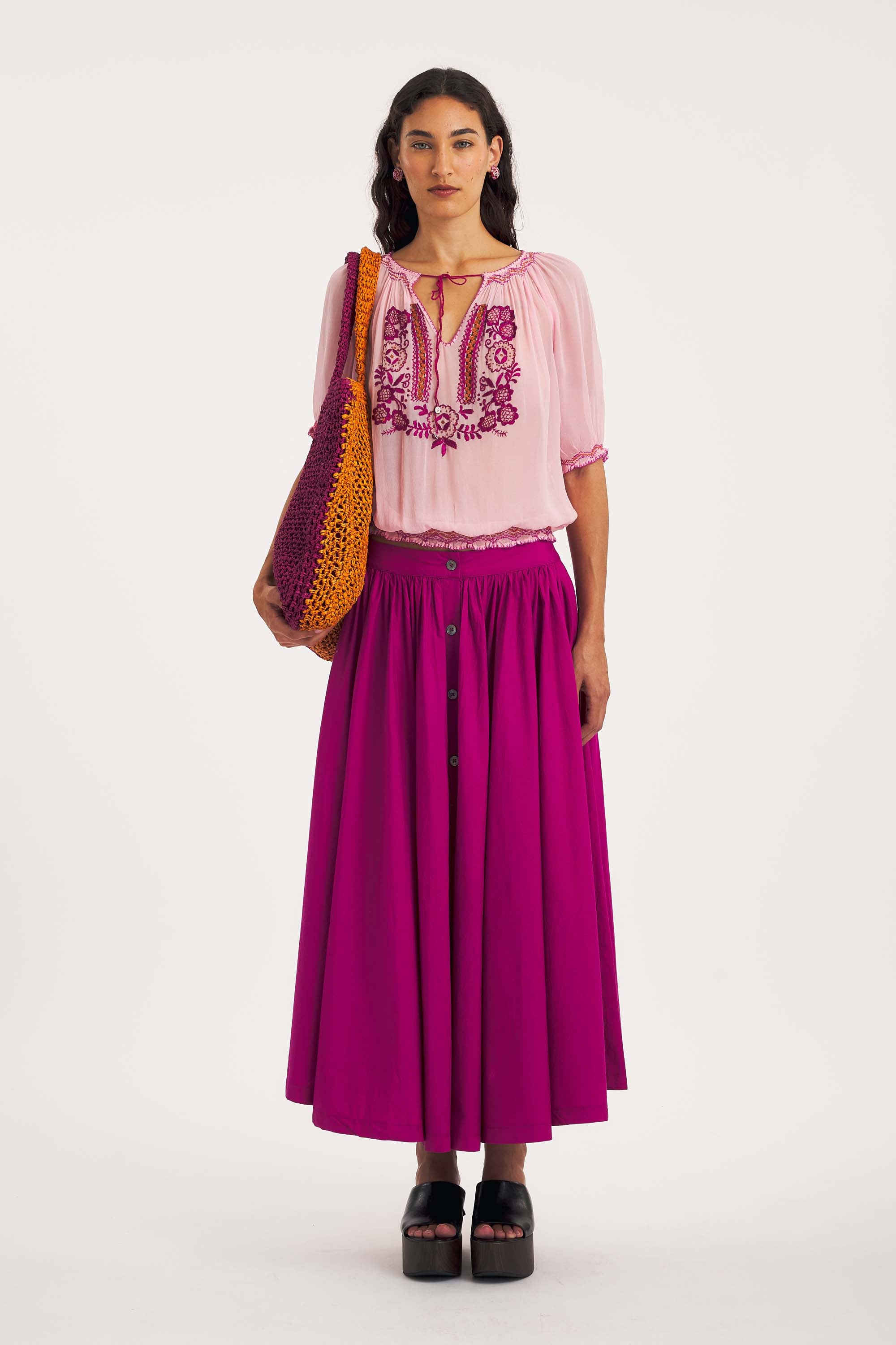 Top Delia – Hand-Embroidered Viscose Crêpe | Antik Batik