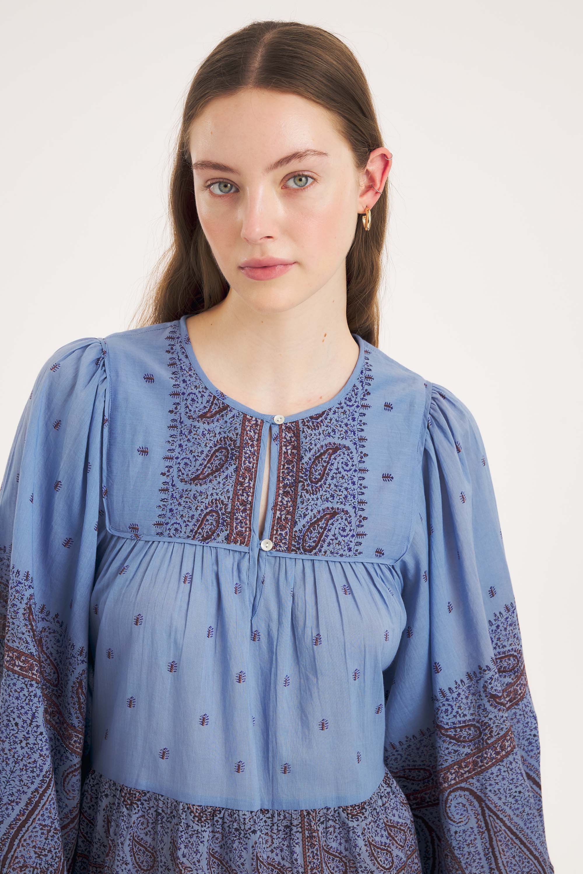 Johri Short Dress – Handwoven Cotton Voile, Paisley | Antik Batik