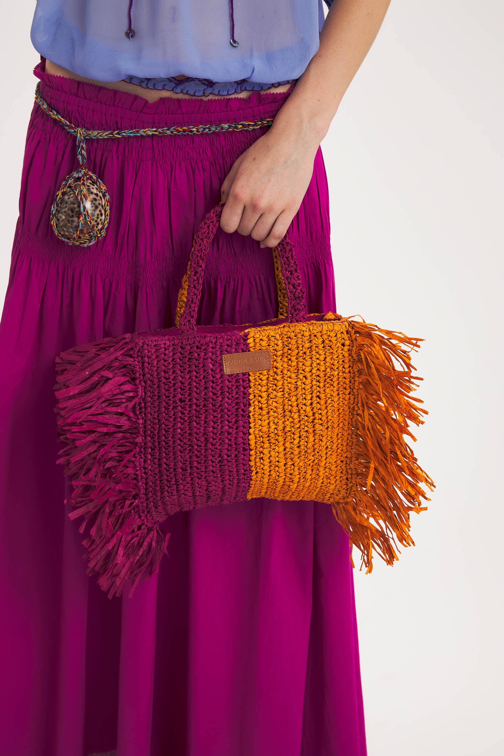 Kopi Small Bag – Raffia Fringes & Vibrant Hues | Antik Batik