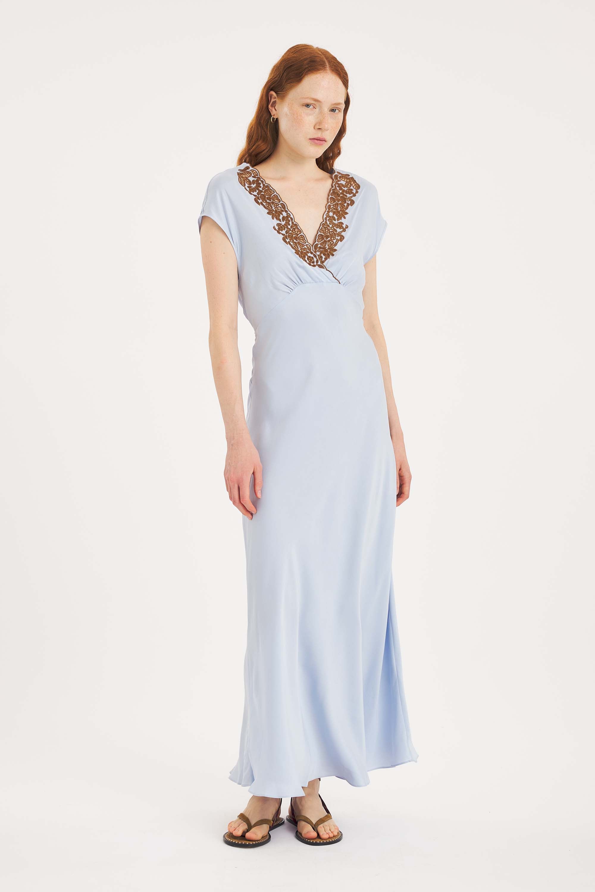 Mariella Maxi Dress – Silk Crepe & Embroidery | Antik Batik