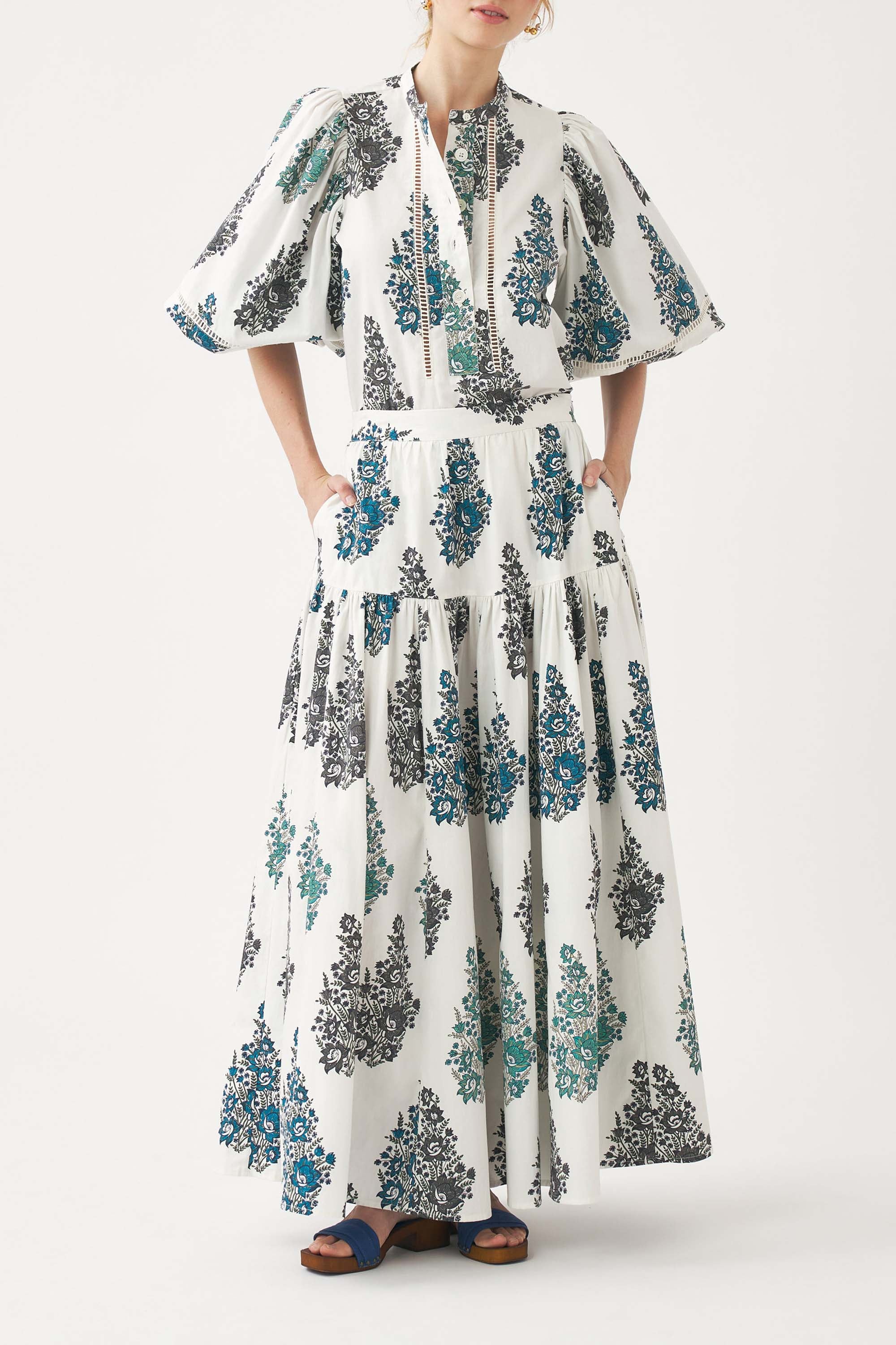 Puff sleeve print blouse Muguet