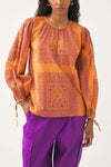 Blusa de voile de algodón estampado Nalii