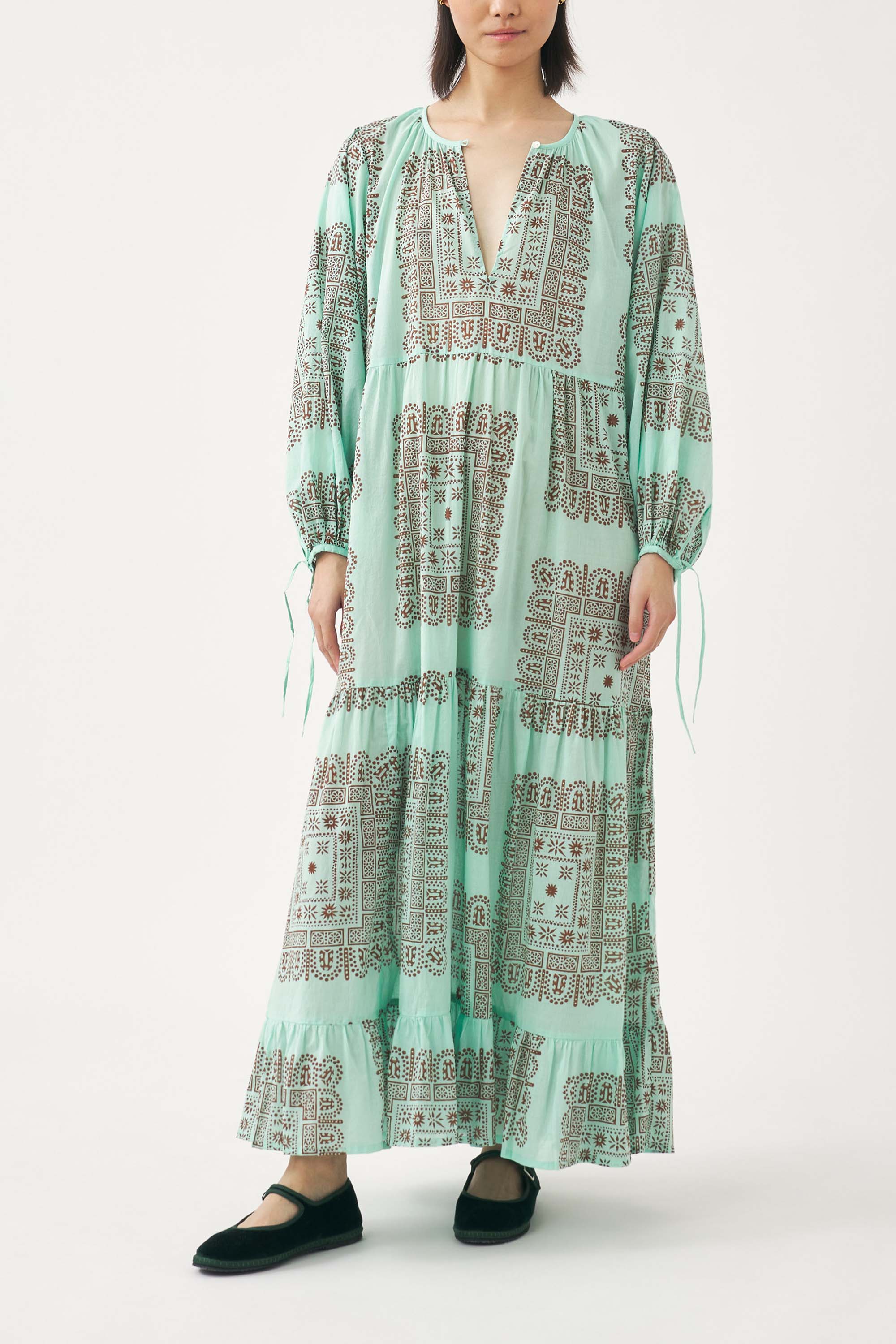 Cotton voile print maxi dress Nalii