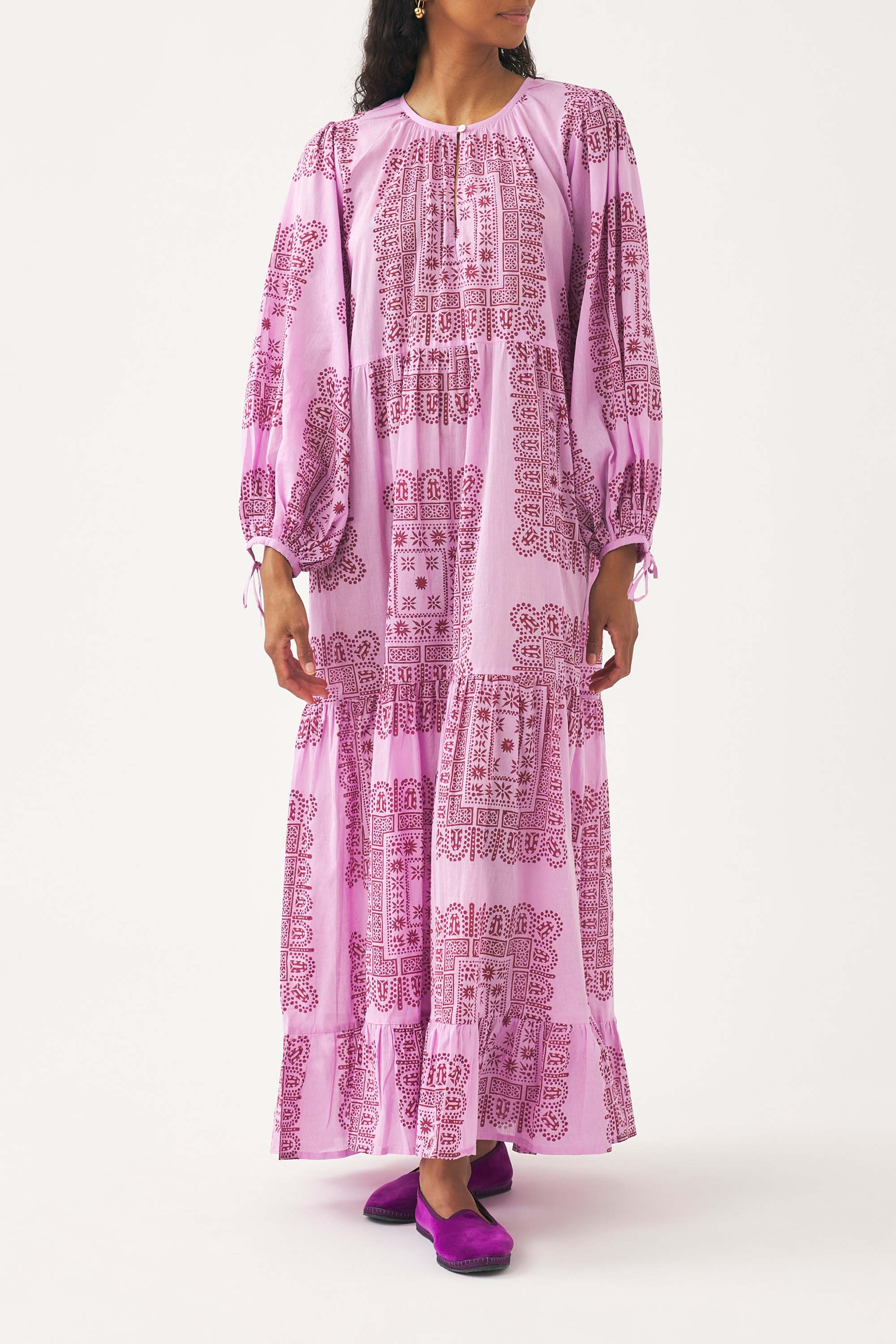 Cotton voile print maxi dress Nalii