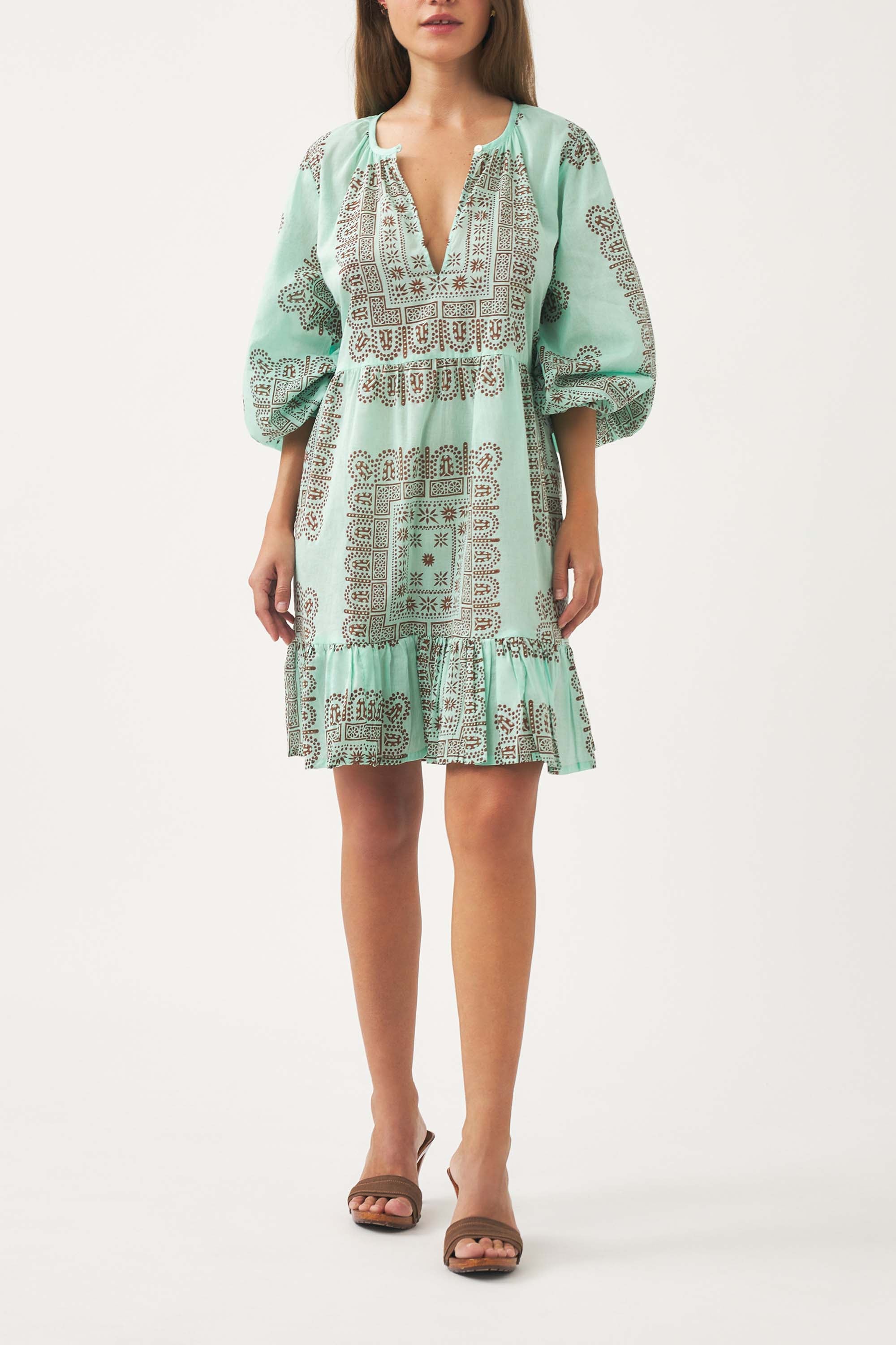 Cotton voile print mini dress Nalii