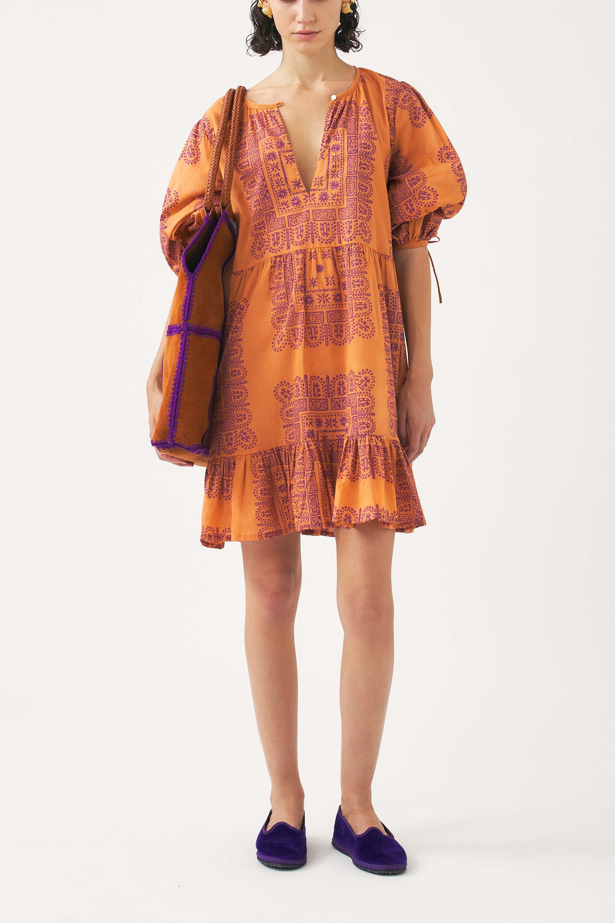 Cotton voile print mini dress Nalii