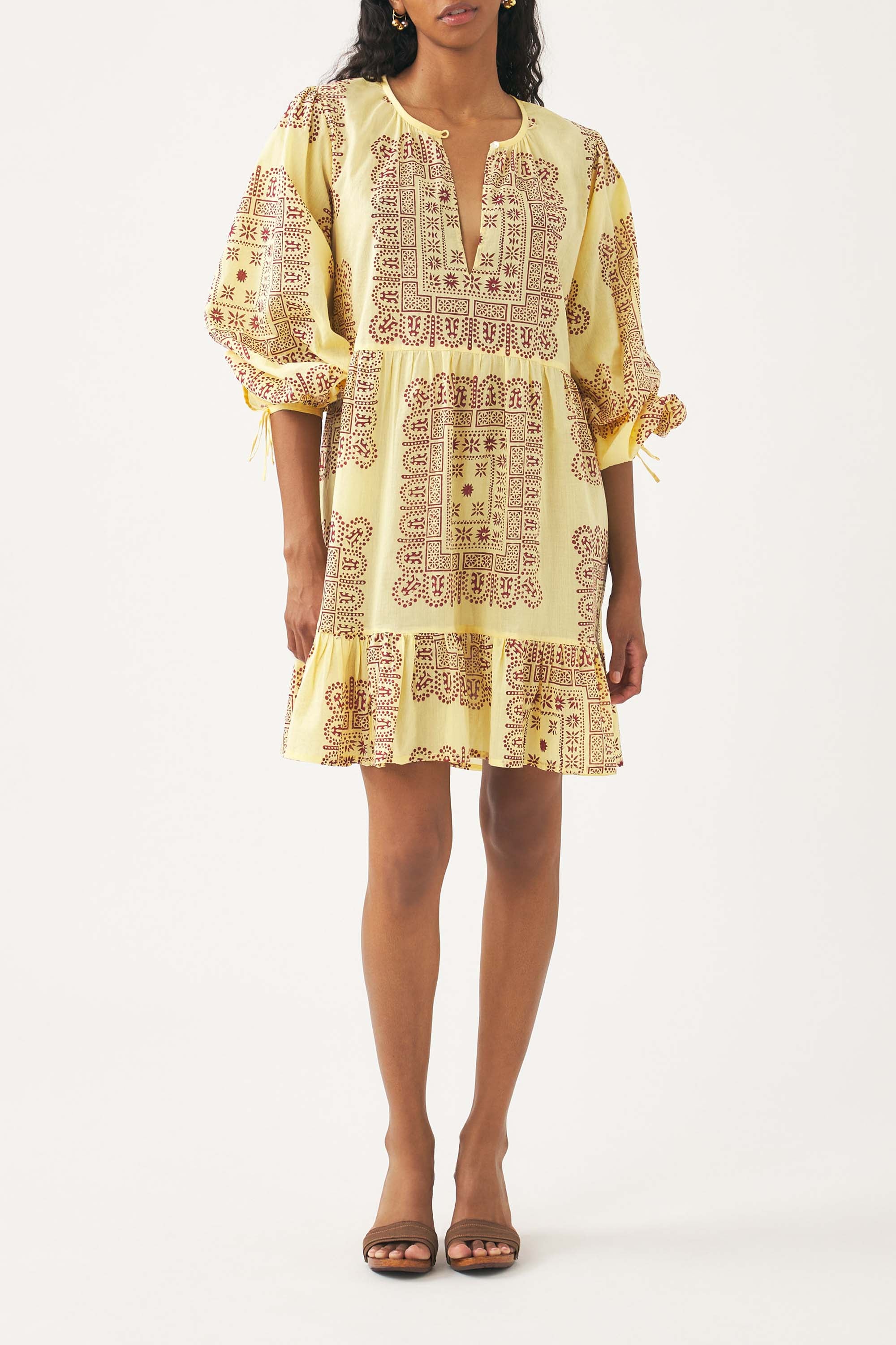 Cotton voile print mini dress Nalii