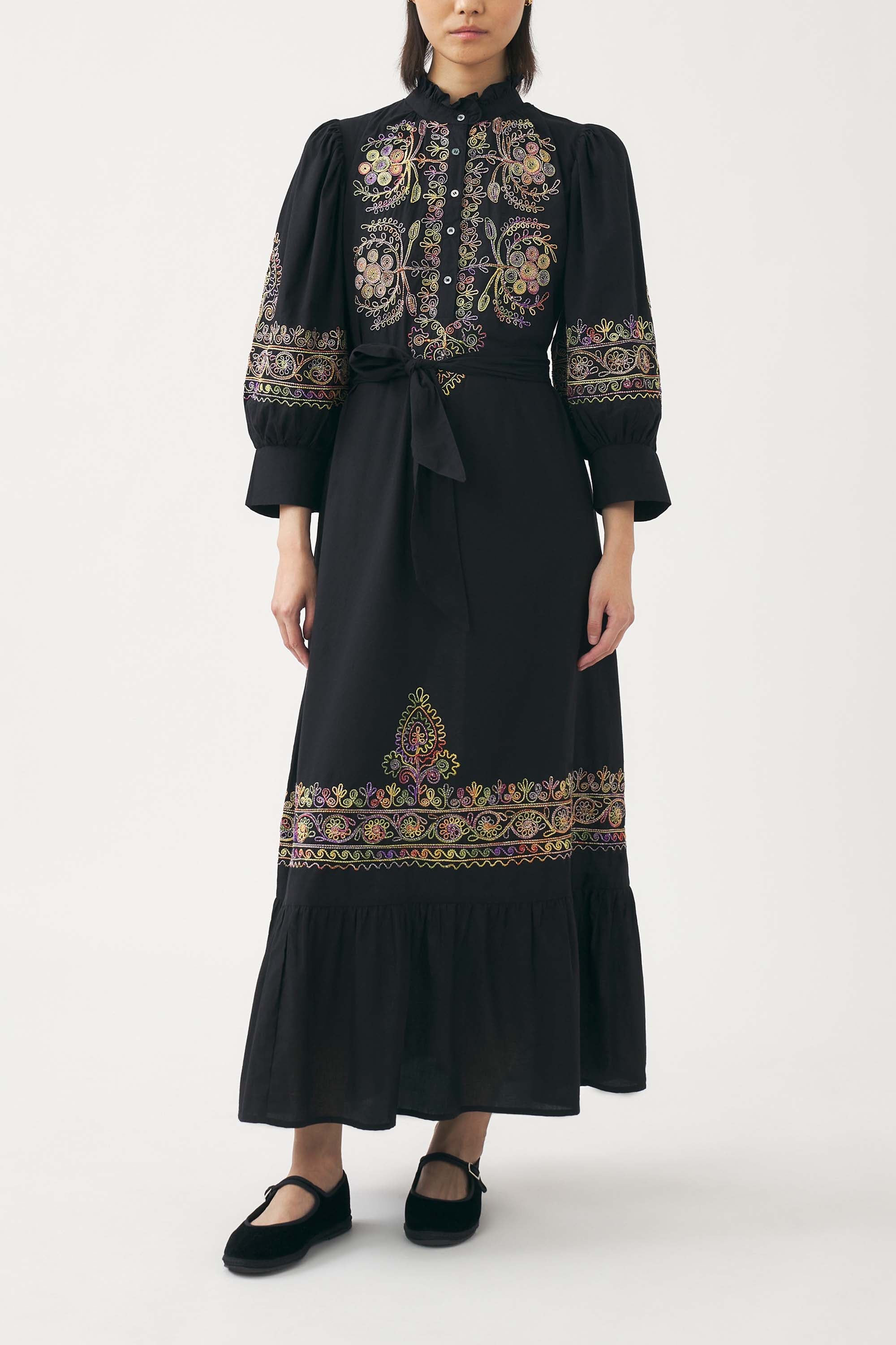 Hand-embroidered maxi dress Neil