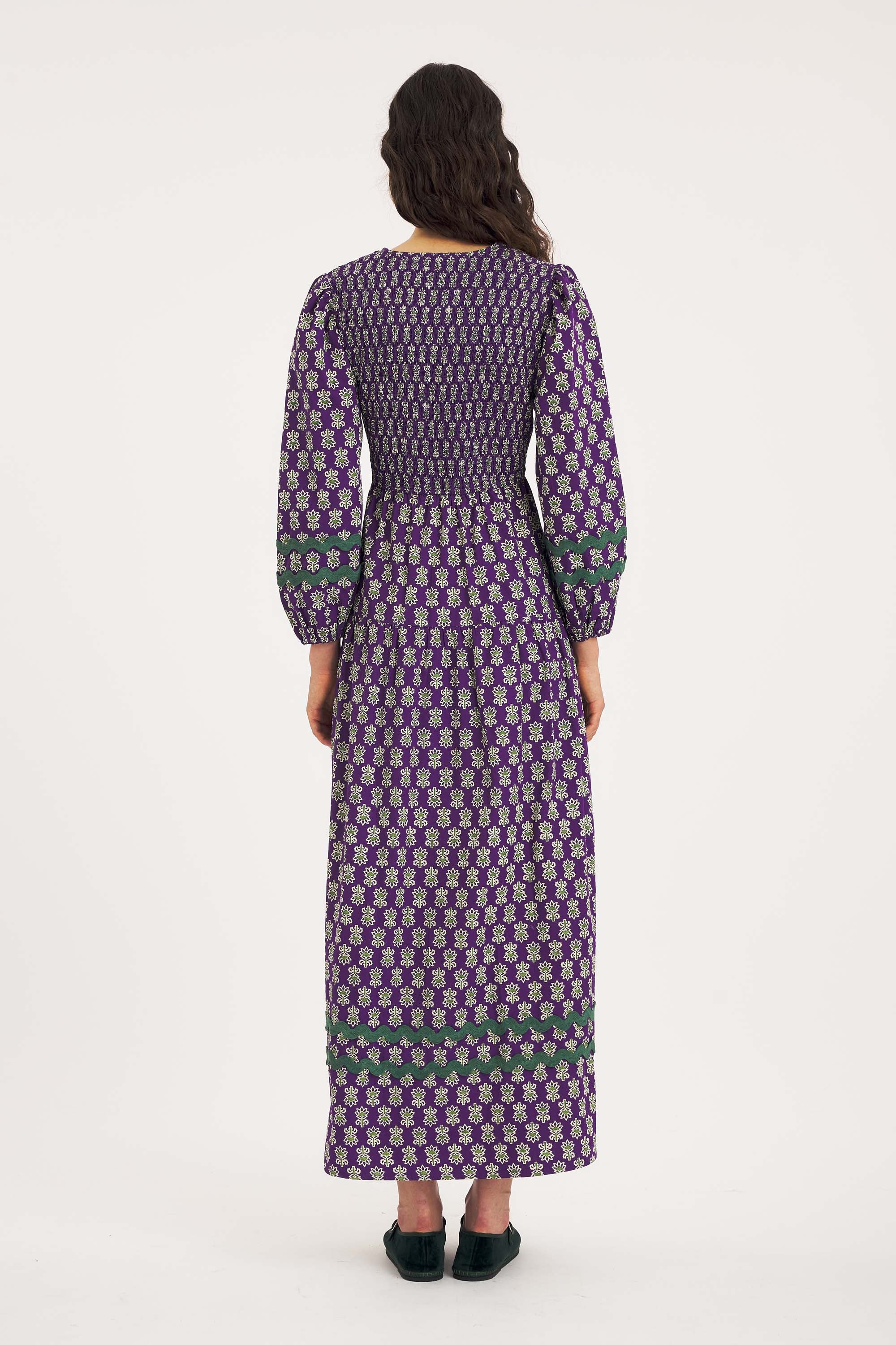 Olga Smocked Dress – Cotton Poplin & Zigzag Details | Antik Batik