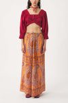 Squared-collar and smocked blouse Perrine