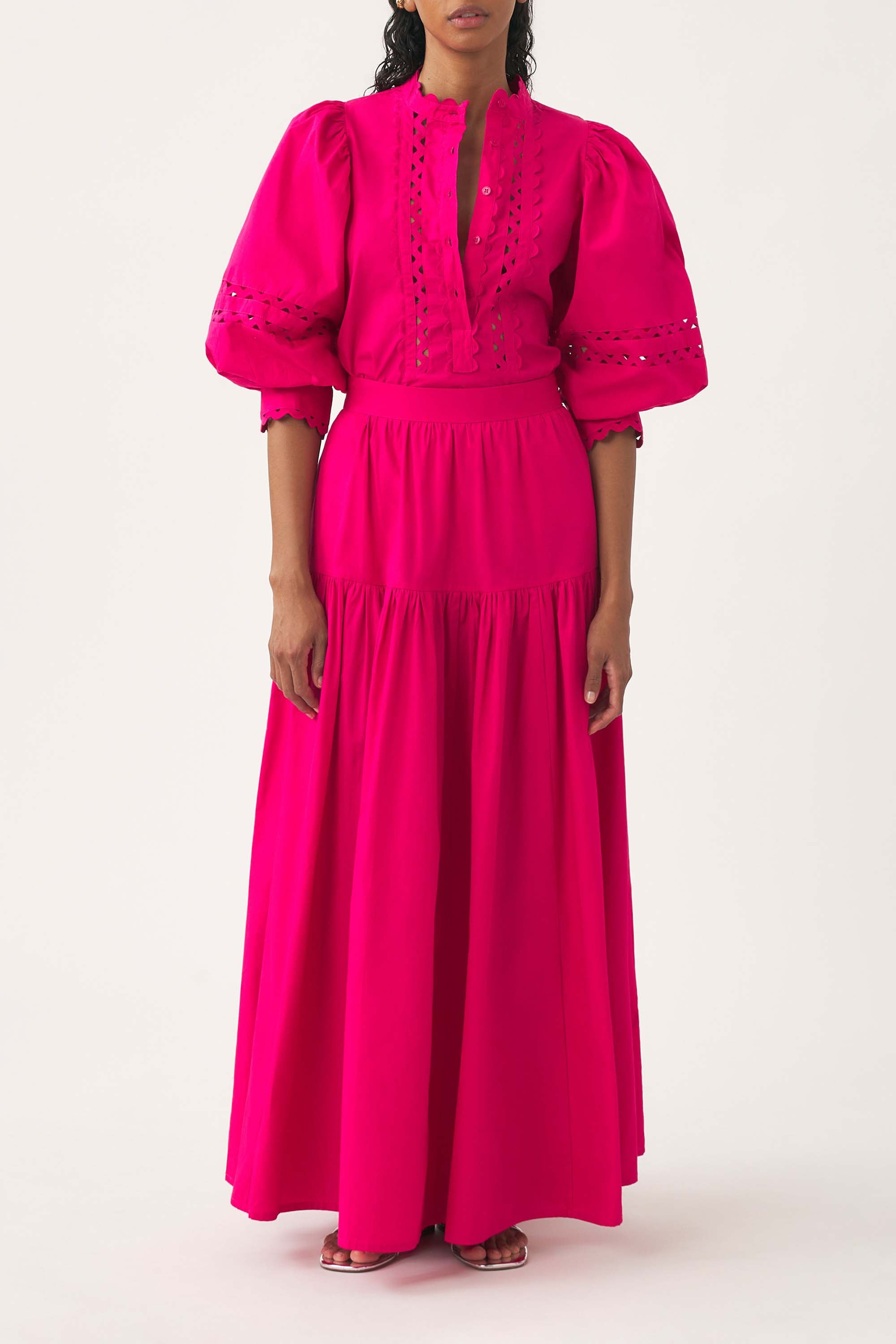 Blusa de popelina de algodón calada Rodo