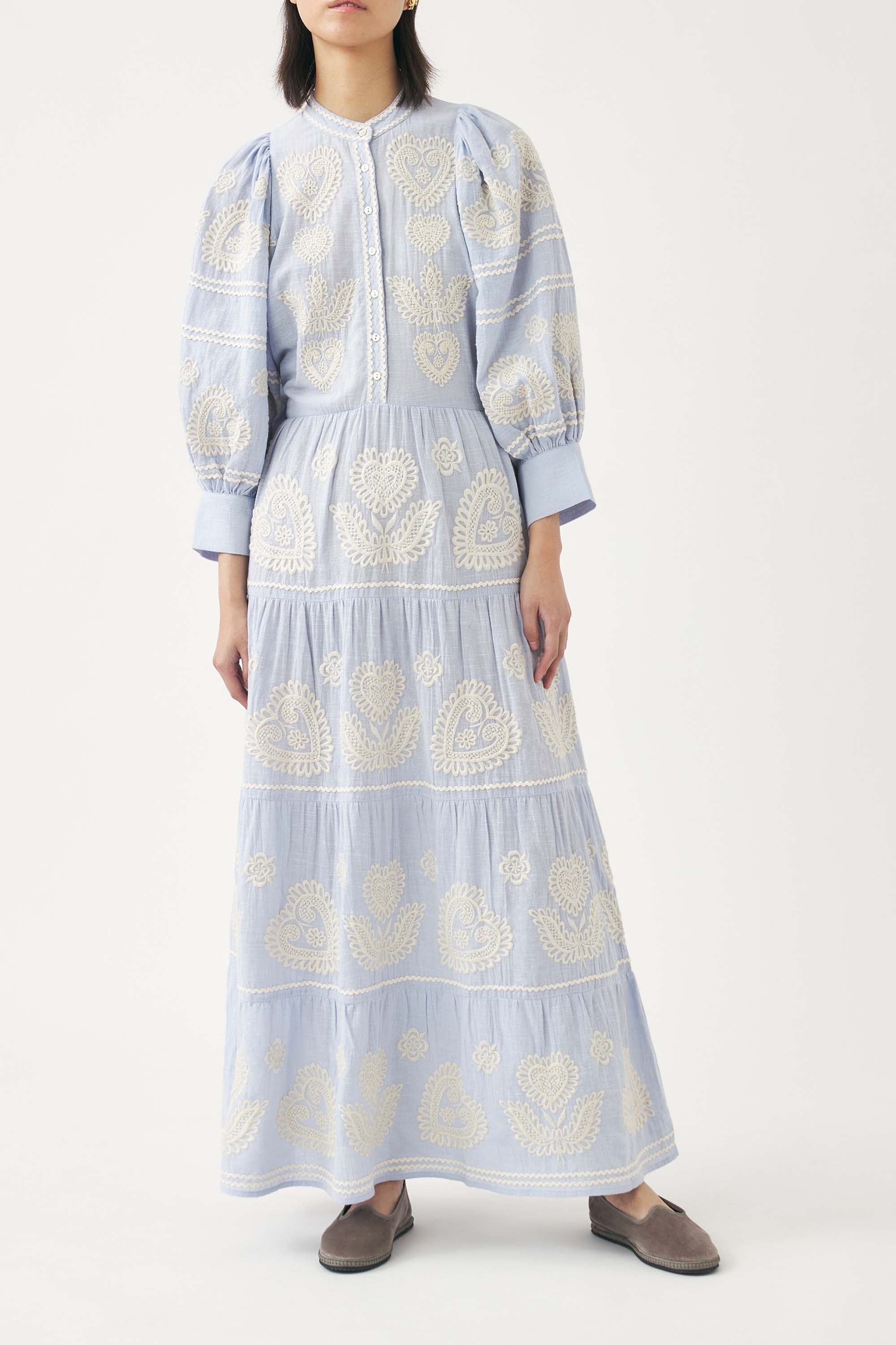 Maxi dress with Hungarian-inspired embroidery Rony