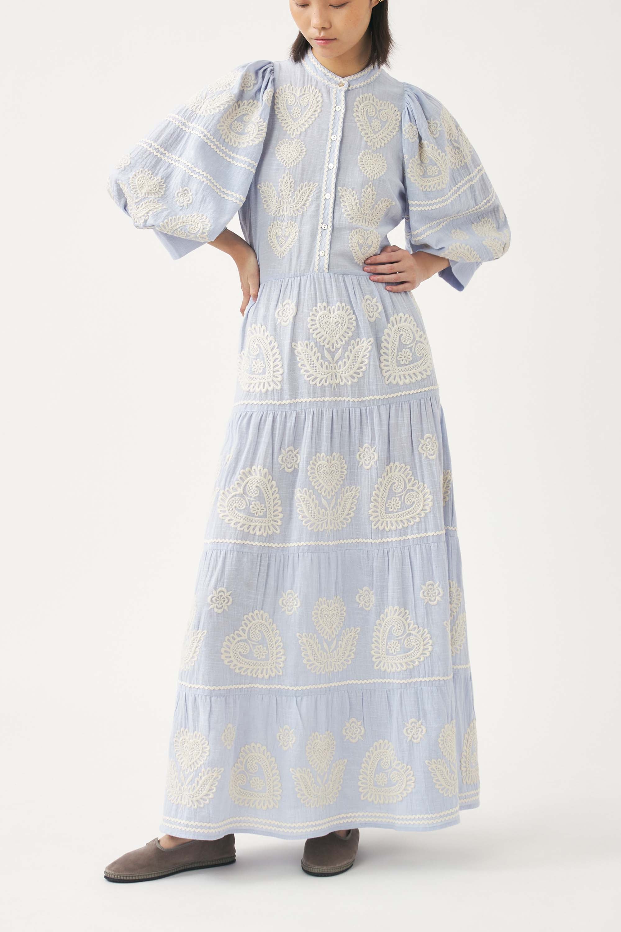 Maxi dress with Hungarian-inspired embroidery Rony