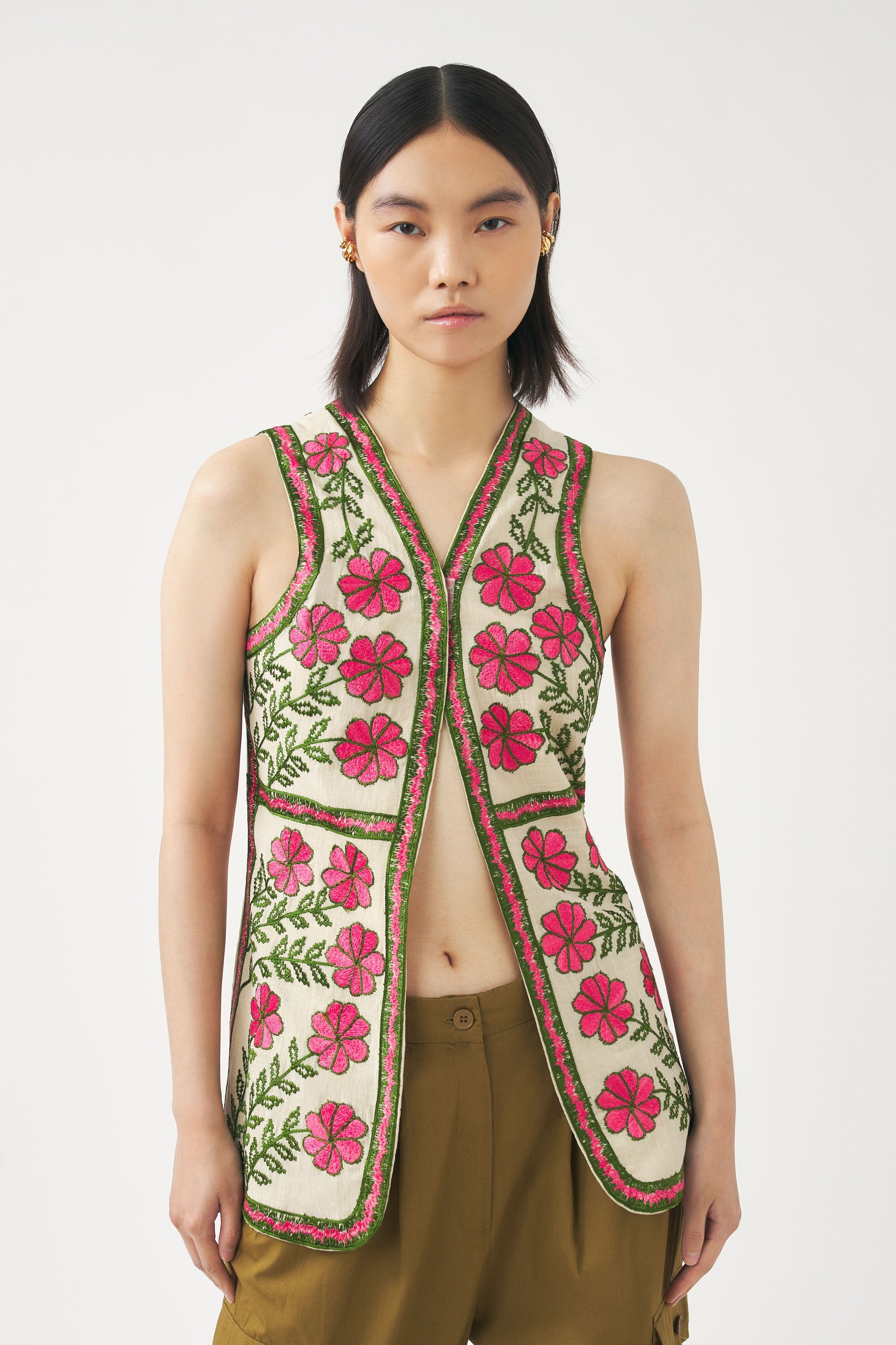 Gilet sans manches brodé Ario