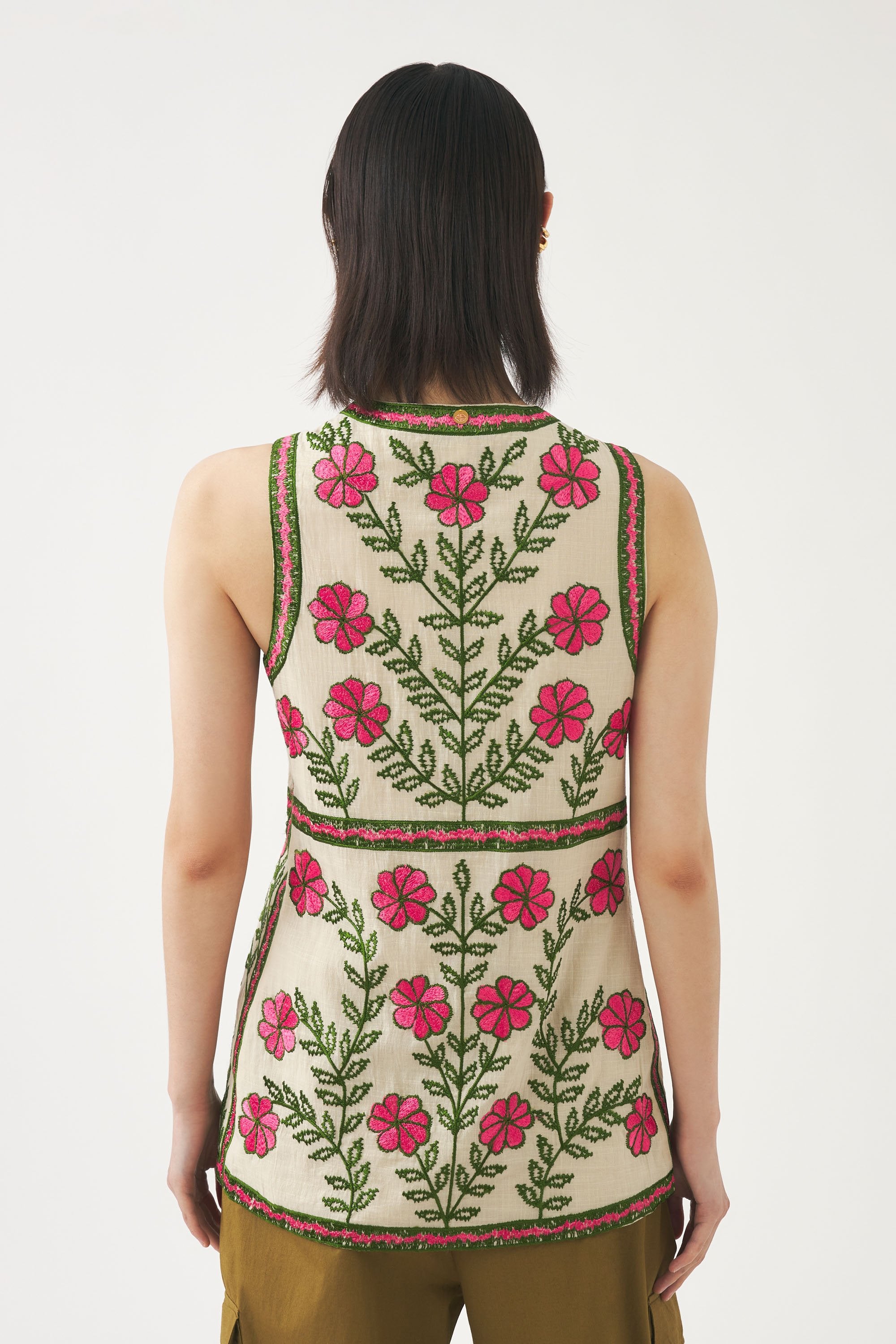 Embroidered sleeveless gilet Ario