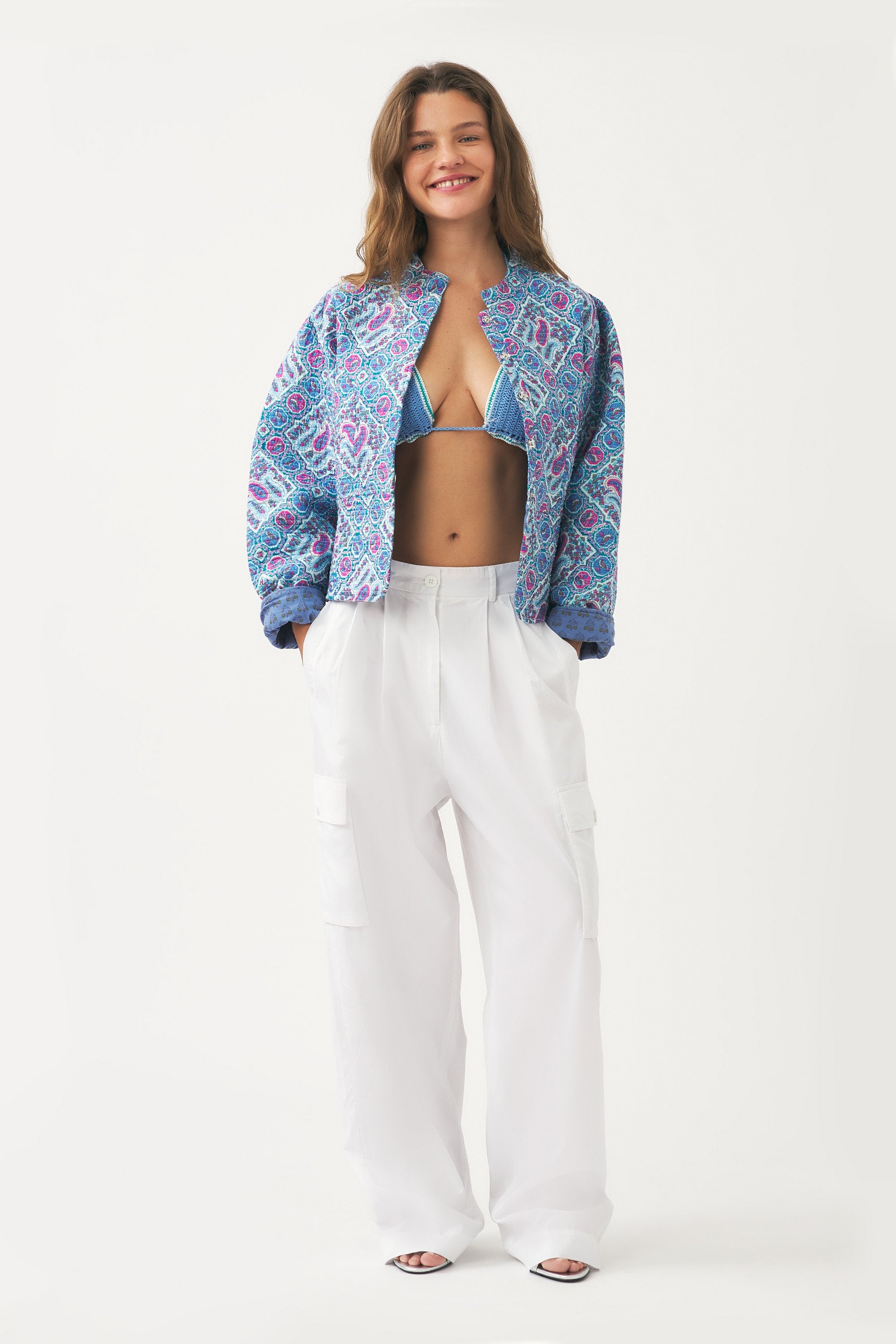 Pantalon cargo en popeline de coton Bas