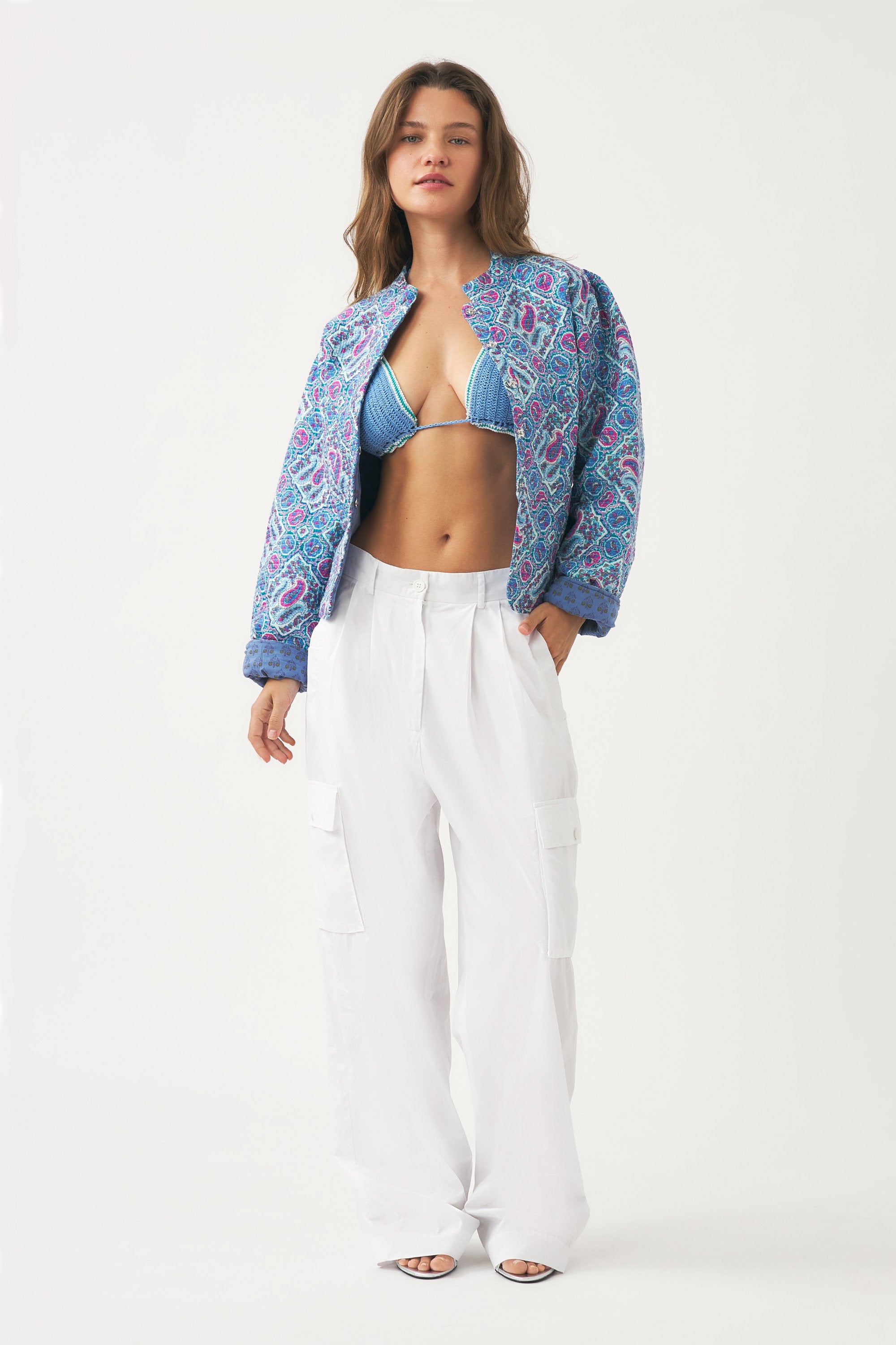 Pantalon cargo en popeline de coton Bas