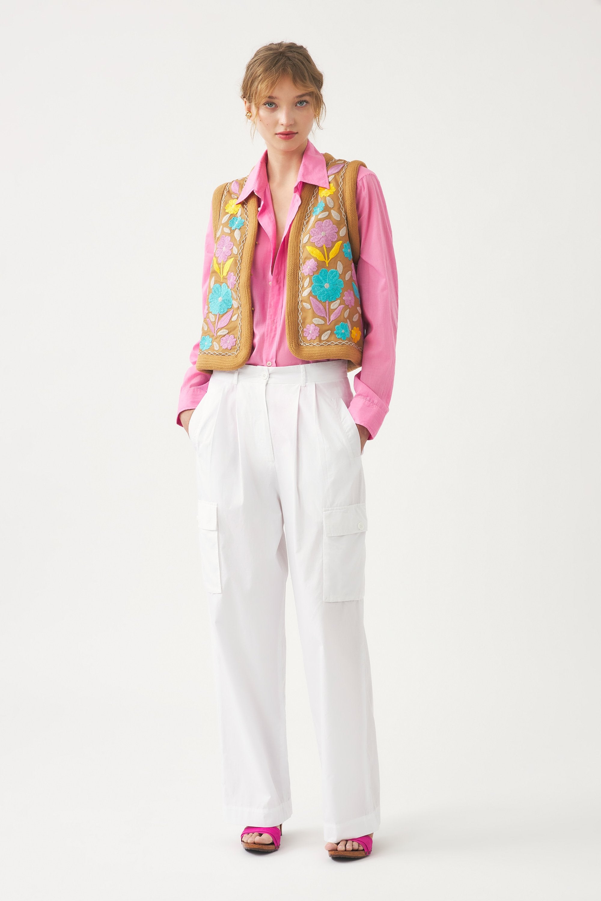 Pantalon cargo en popeline de coton Bas