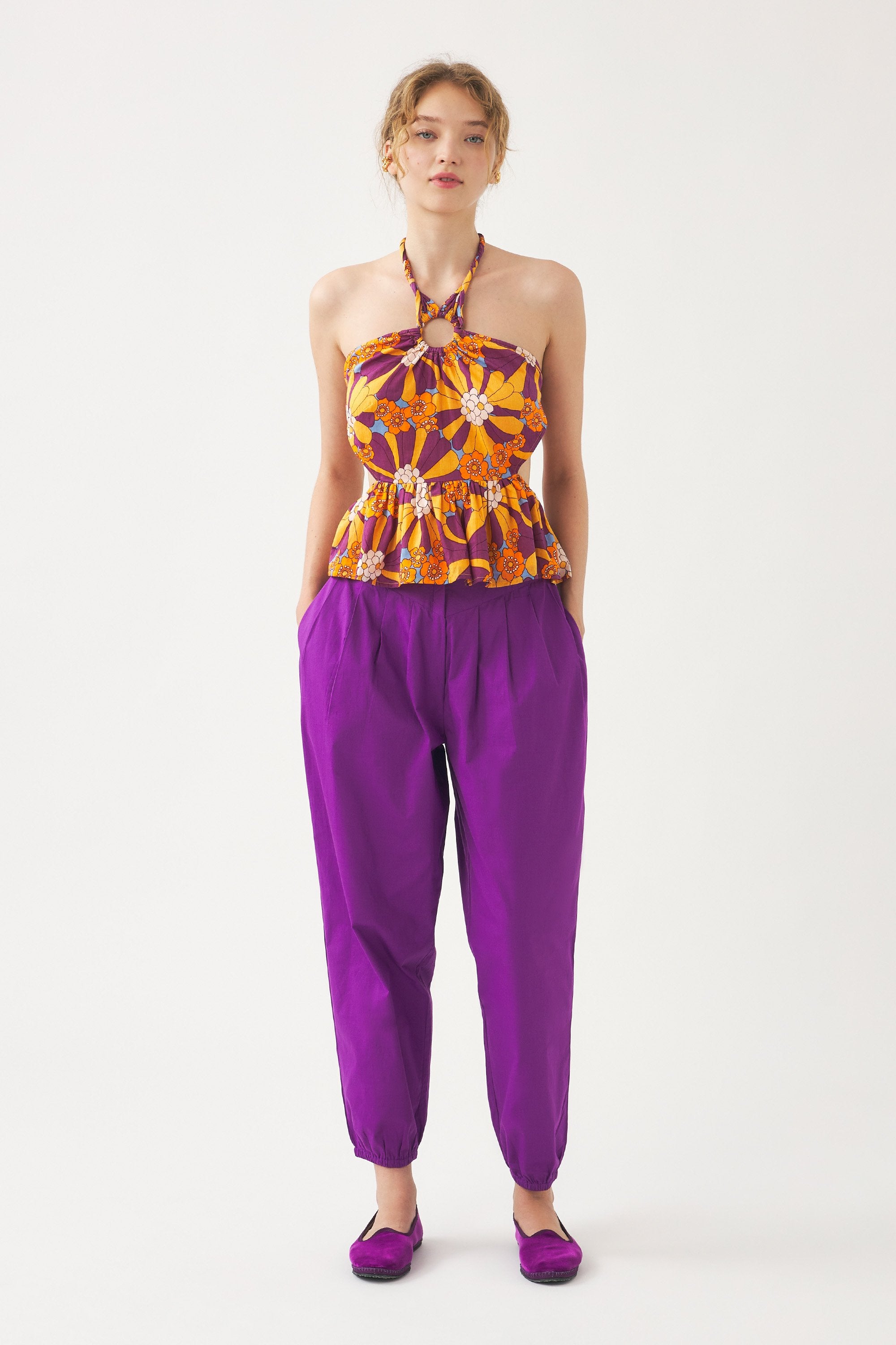 Pantalon sarouel avec pinces Bas