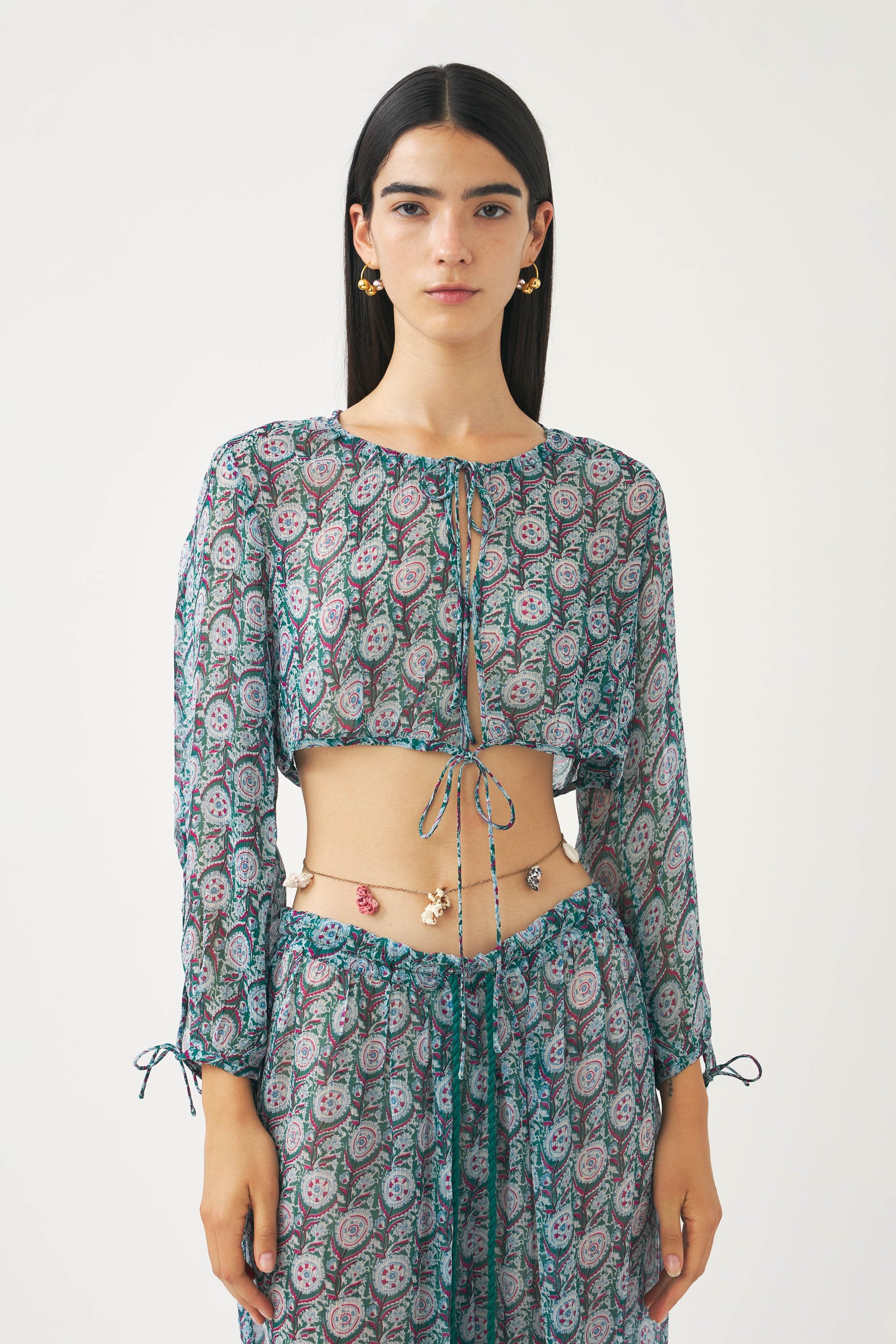 Blusa corta estampada de muselina Cassy